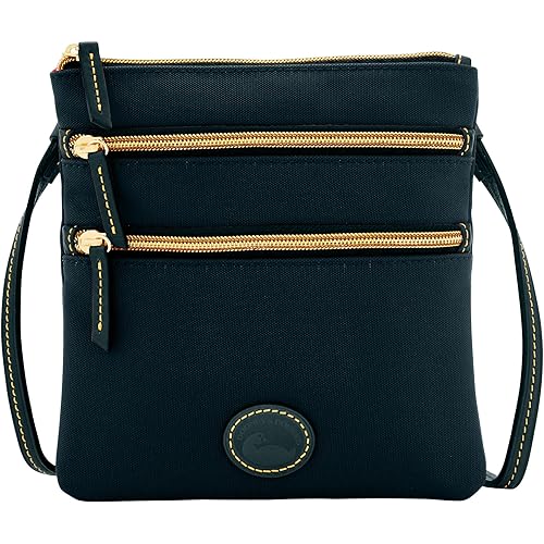 Dooney & Bourke Women's North South Triple Zip Crossbody in Lightweight Nylon, Handbag with Adjustable Shoulder Strap