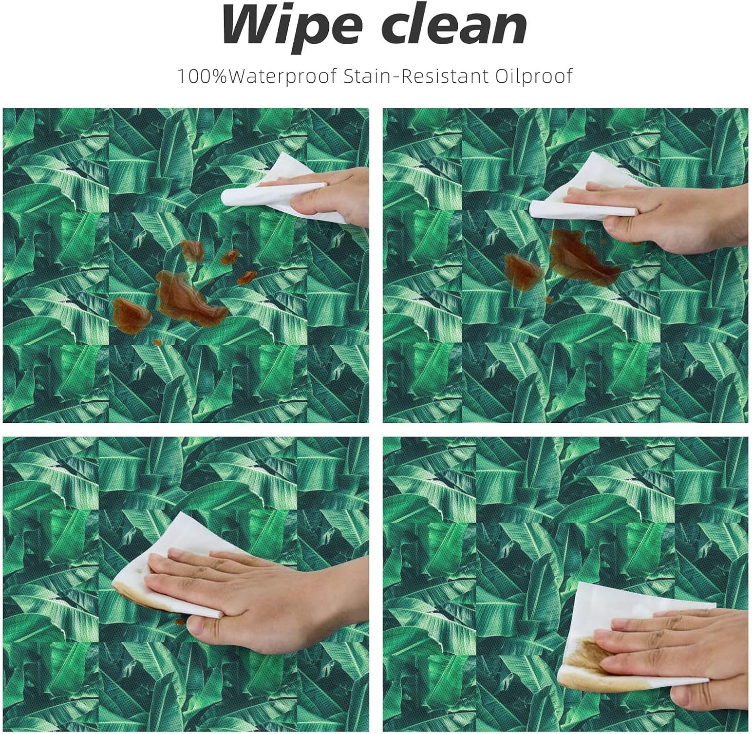 Tropical Banana Leaf Print Outdoor Patio Kitchen Decor Supplies Wipeable Round Table Cloth for Indoor Outdoor