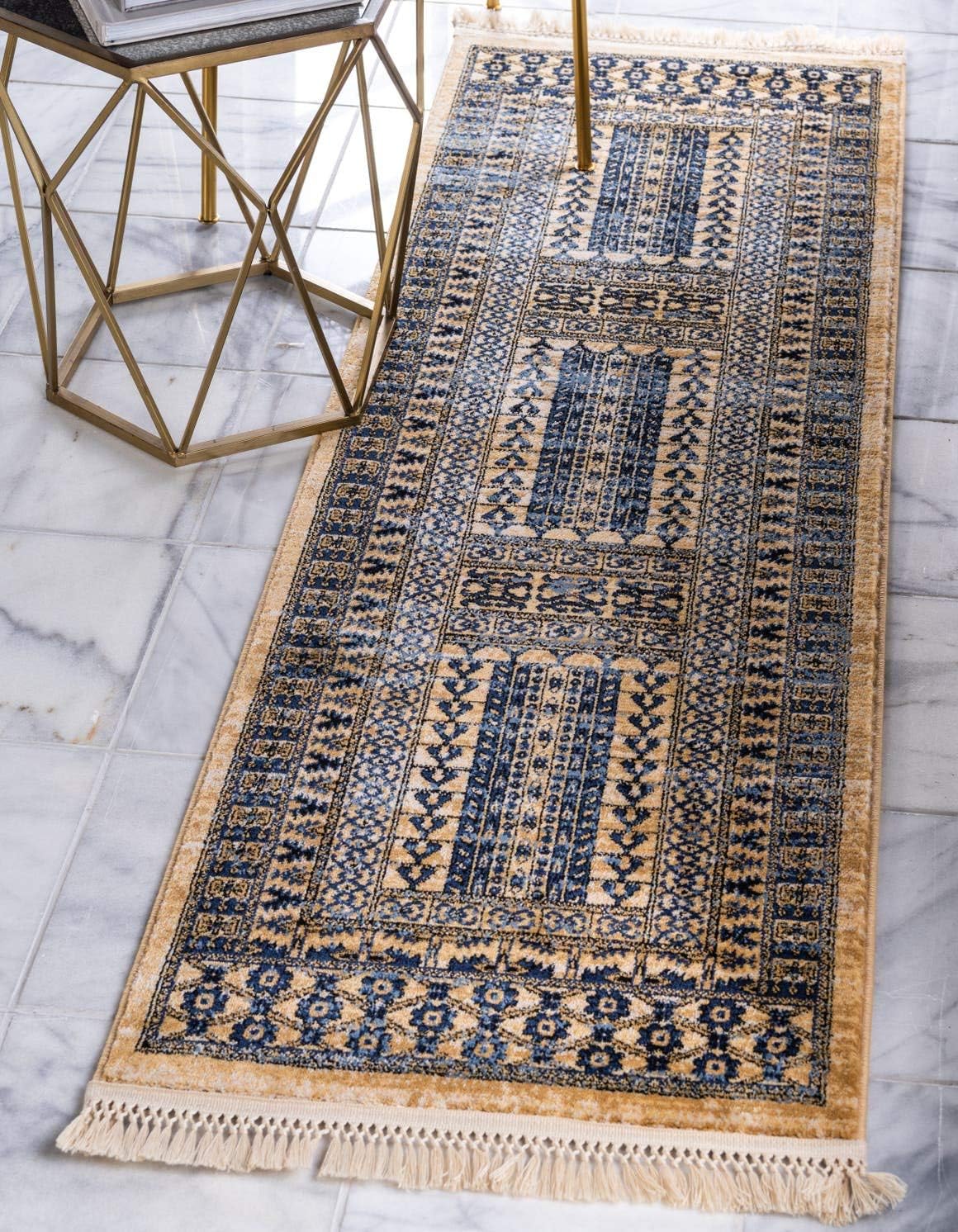 Unique Loom District Collection Area Rug - Sequoia (2' x 8' Runner, Blue/ Navy Blue)