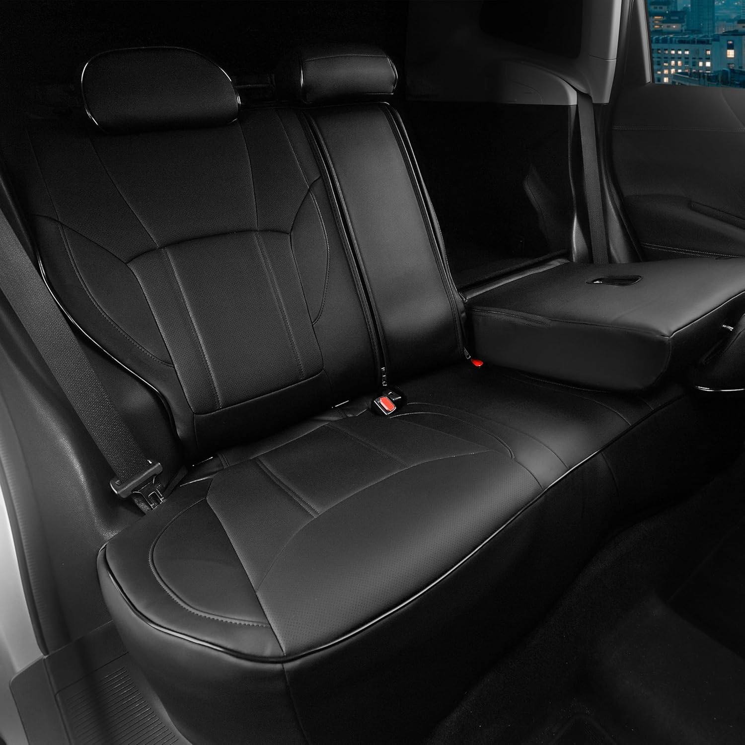 HKZ Custom Fit Crosstrek Car Seat Cover 2-Row Full Set for Subaru Crosstrek 2018 2019 2020 2021 2022 2023 - Leather Full Coverage (Black)