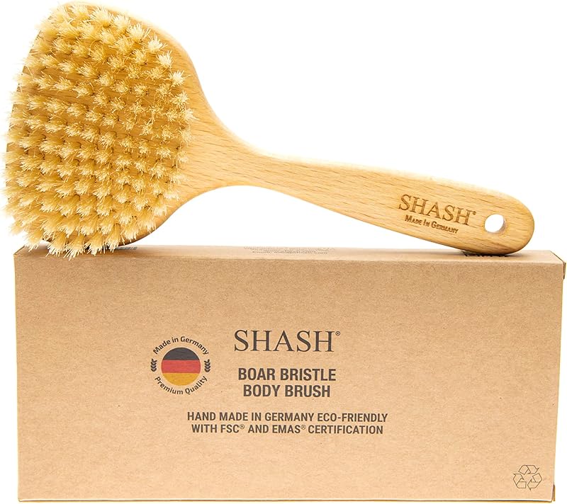 Escova corporal SHASH de cerdas naturais de javali, fabricação artesanal na Alemanha