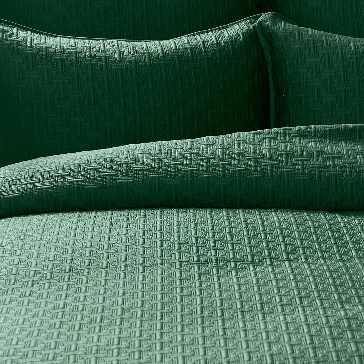 Ted Baker Geometric T Quilted Polysatin Bedspread Quilt, King, Forest Dark Green