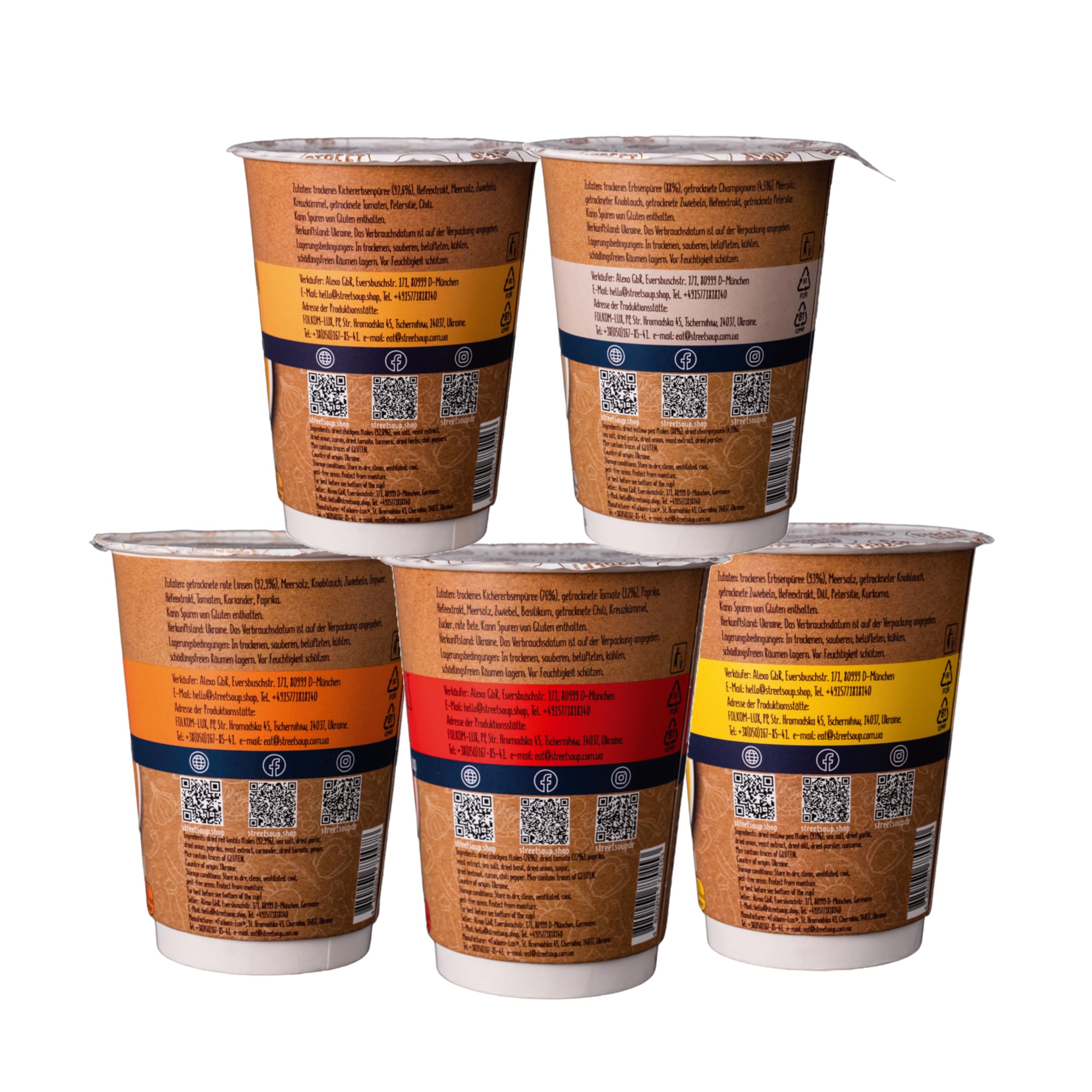 STREET SOUP Suppenkur 3 Tage, 15 vegane Cremesuppen zum Abnehmen & Detox, 100% natürlich, Low Carb & 20% Protein (15 Becher, ergibt je 300 g Suppe)