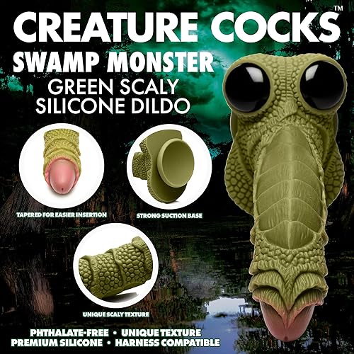 Miniatura 2 de Swamp Monster - Consolador hecho con silicona de alta calidad para hombres, mujeres y parejas, juego de rol de fantasía, arnés compatible con base
