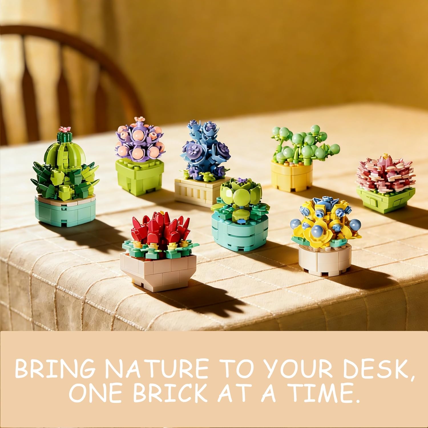 8-in-1 Botanical Collection Building Set – Compatible with Lego, Mini Succulent Flowers for Home Office Decor, 770Pcs Building Blocks Mother‘s Day Birthday Gift for Adults Women Kids Girls 6+