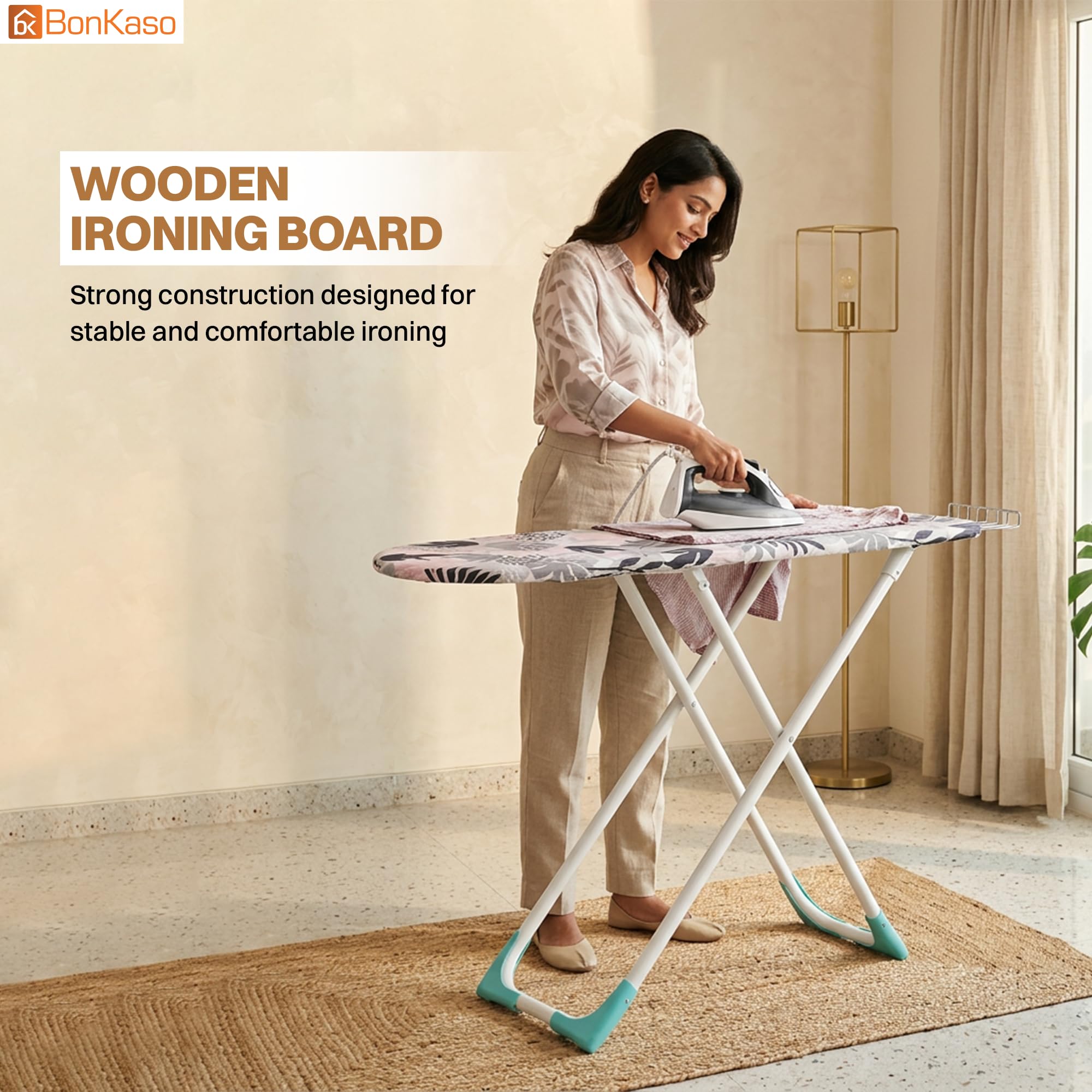 BonKaso Foldable Ironing Board - Pink -2