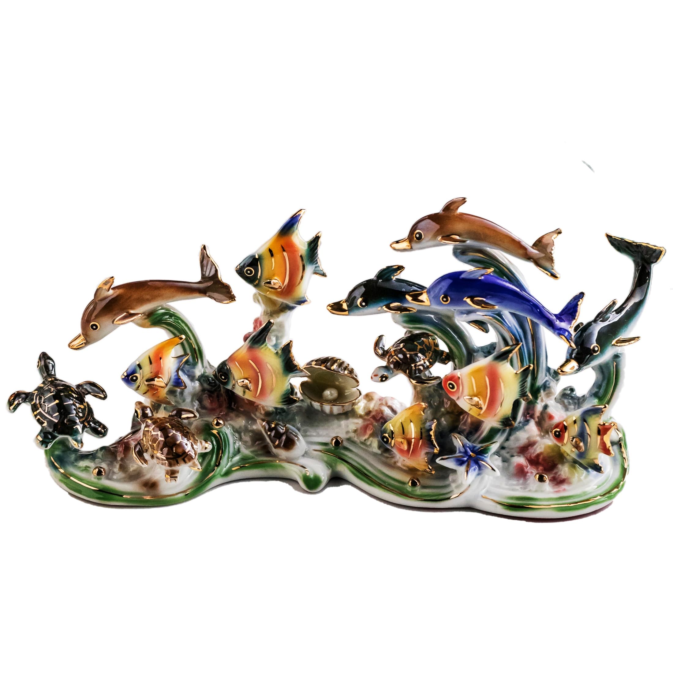 MTME Figuras de porcelana, familia en el mar, memorialbilia, escultura decoración del hogar (M)
