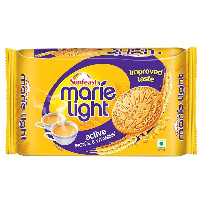 Sunfeast Marie Light Active Biscuits - With Iron & 6 Vitamins, Tea Time Partner, 186 g Pouch