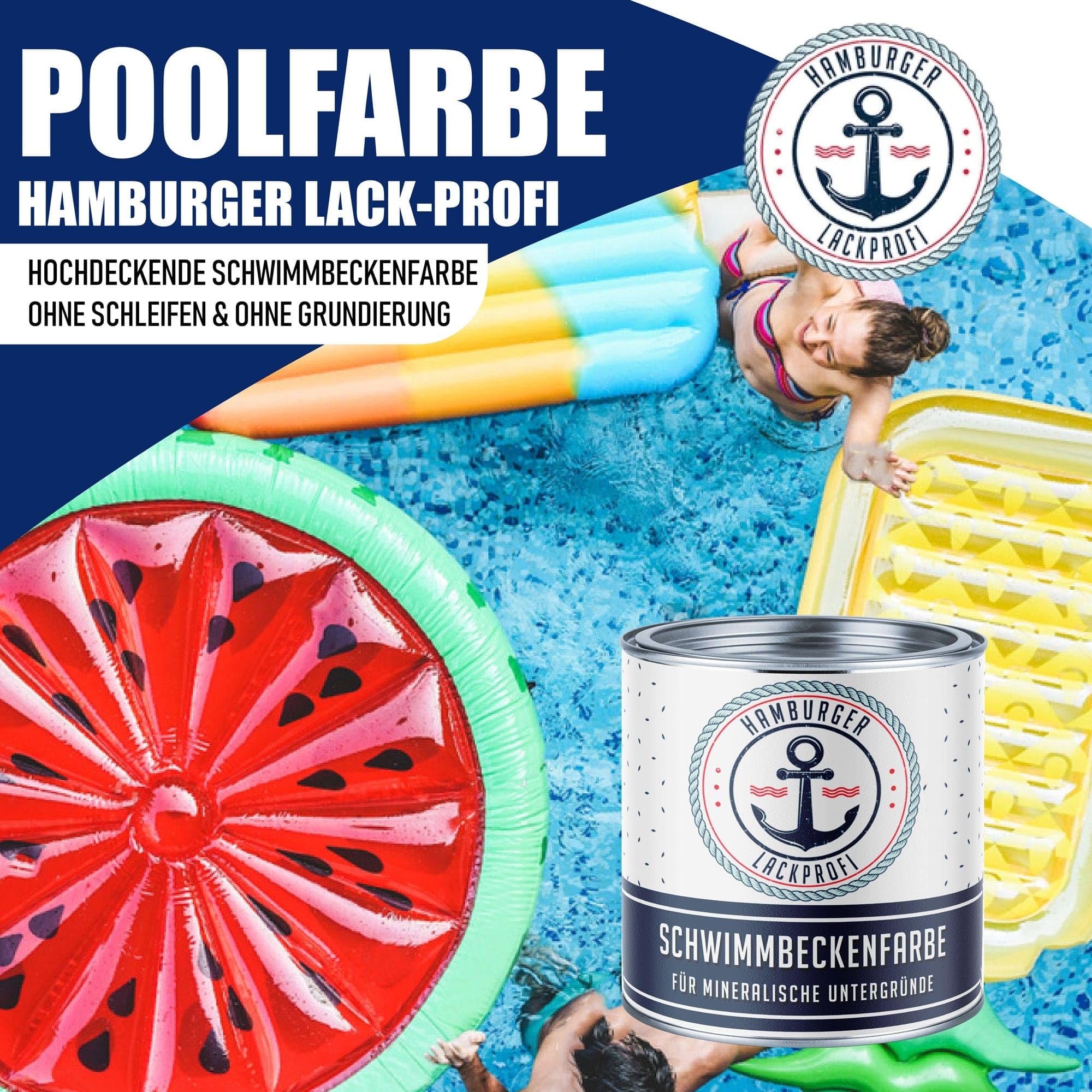 Schwimmbeckenfarbe SEIDENMATT Türkisblau RAL 5018 Blau für Beton Poolfarbe Schwimmbadfarbe Schwimmbeckenbeschichtung Unterwasserfarbe // Hamburger Lack-Profi (30 kg)