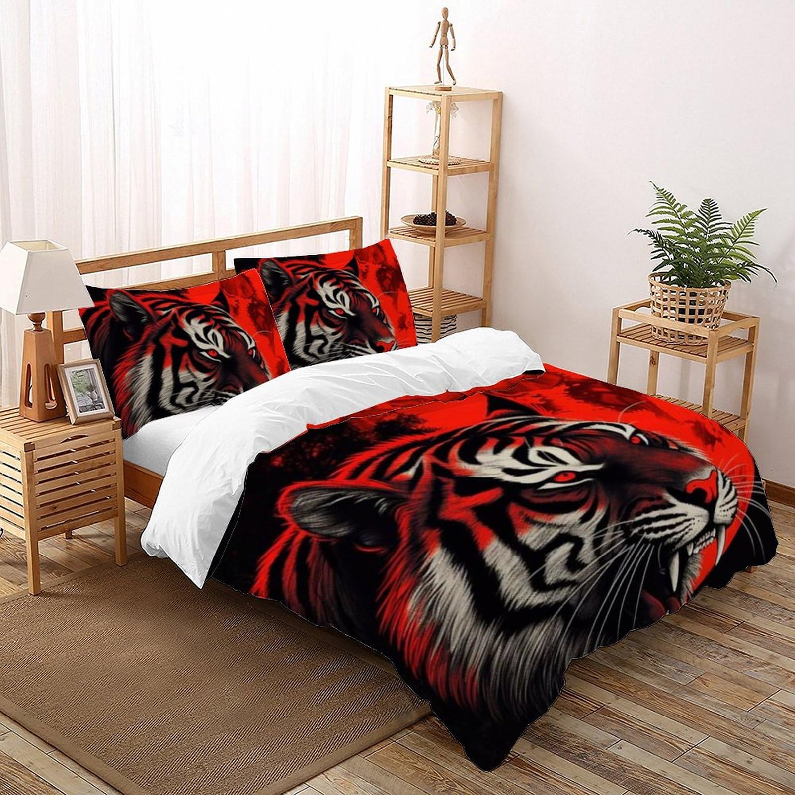 Housse de couette tigre 3D dorée en microfibre respirante et douce