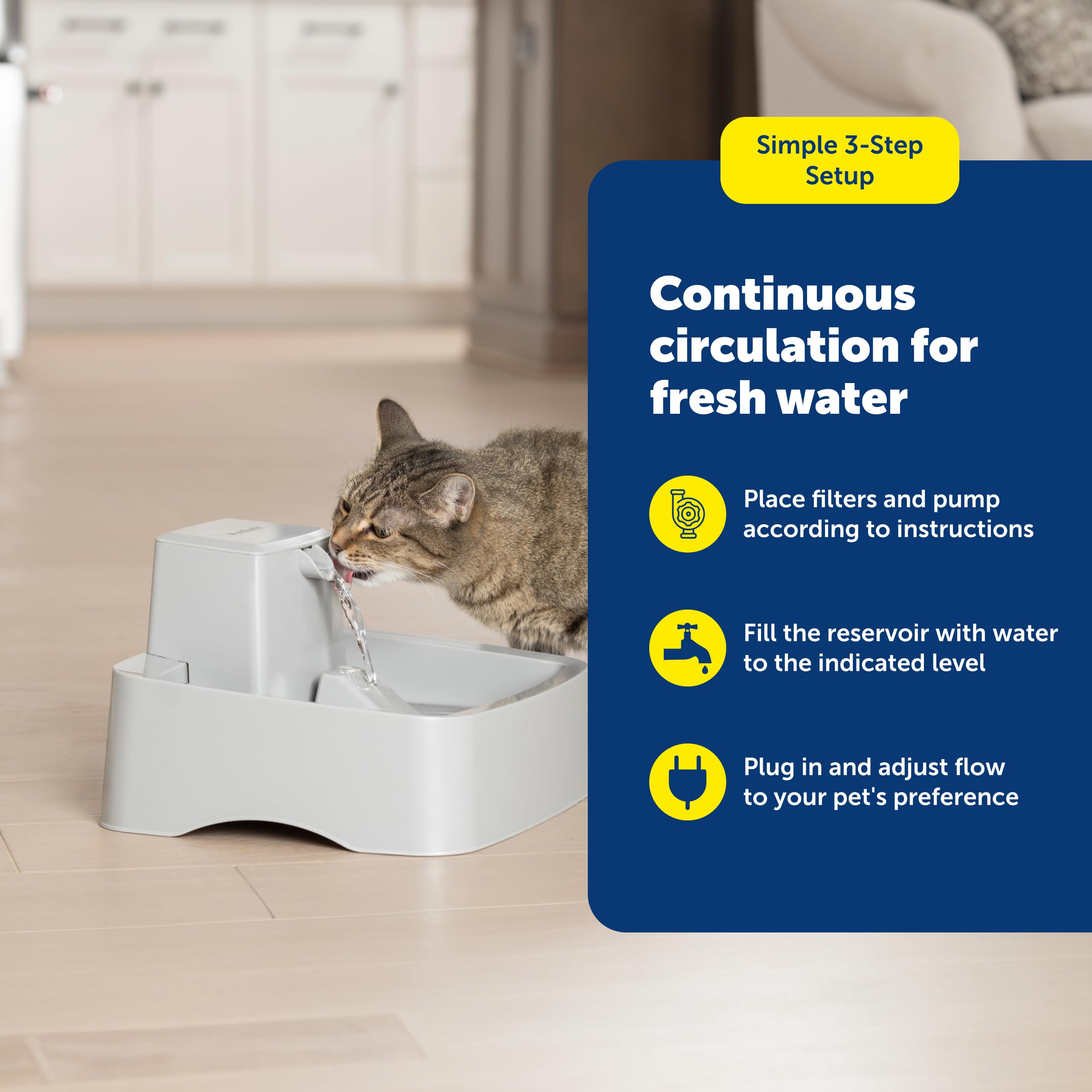 PetSafe Oasys 1/2 Gallon Pet Fountain - Cat & Dog Hydration Station with Free-Falling Water Stream & Customizable Flow - Encourages Hydration & Protects Sensitive Whiskers - 1/2 Gallon: 1 Gallon Fountain 1 Gallon