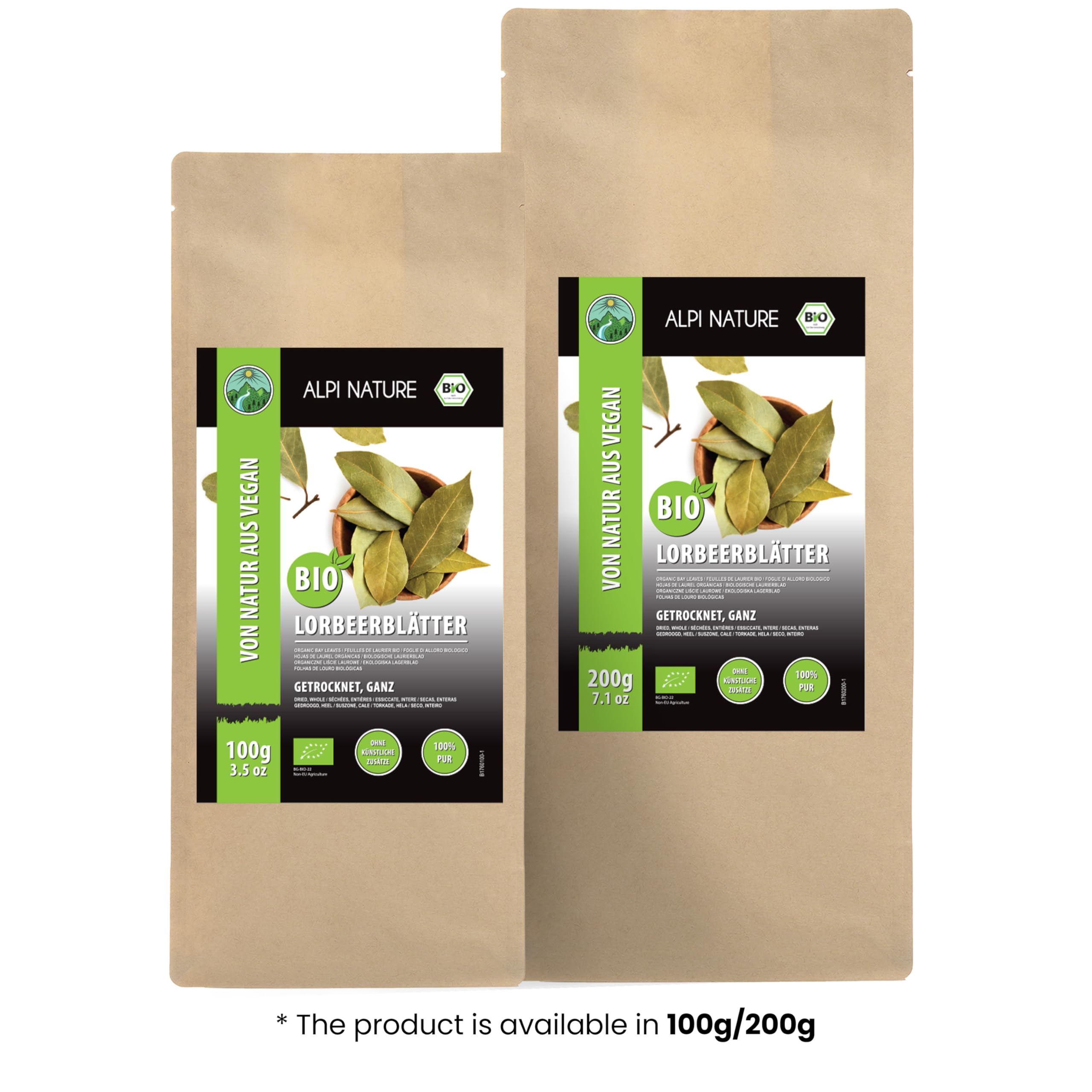 Alpi Nature Feuilles de Laurier BIO 200g, Feuilles Entières Séchées, Épice de Laurier pour la Cuisine