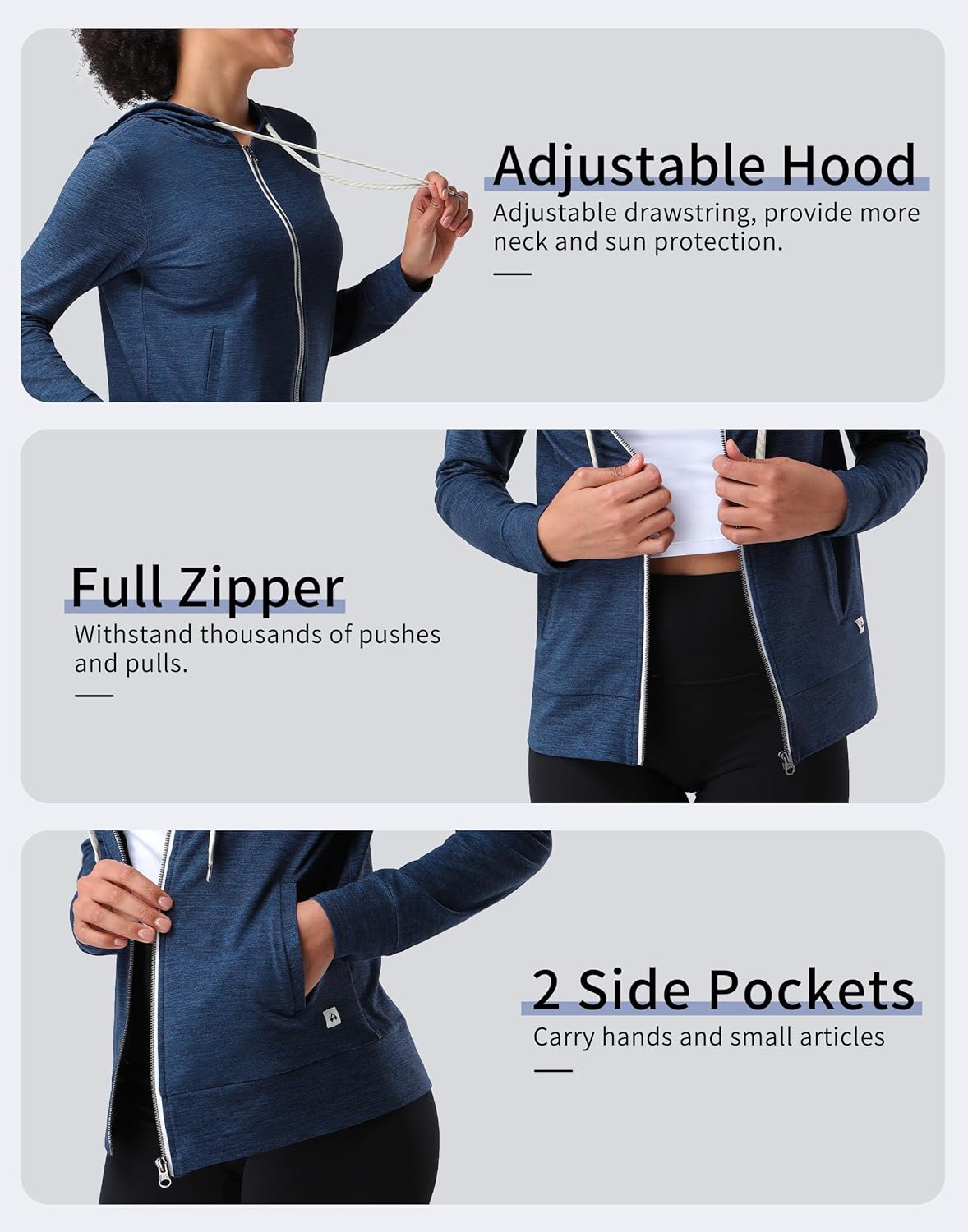 Pioneer Camp Women's Full Zip Up Workout Hoodie Soft Lightweight Hooded Sweatshirts Sweat Jacket Athletic Gym Yoga Casual - Image 5