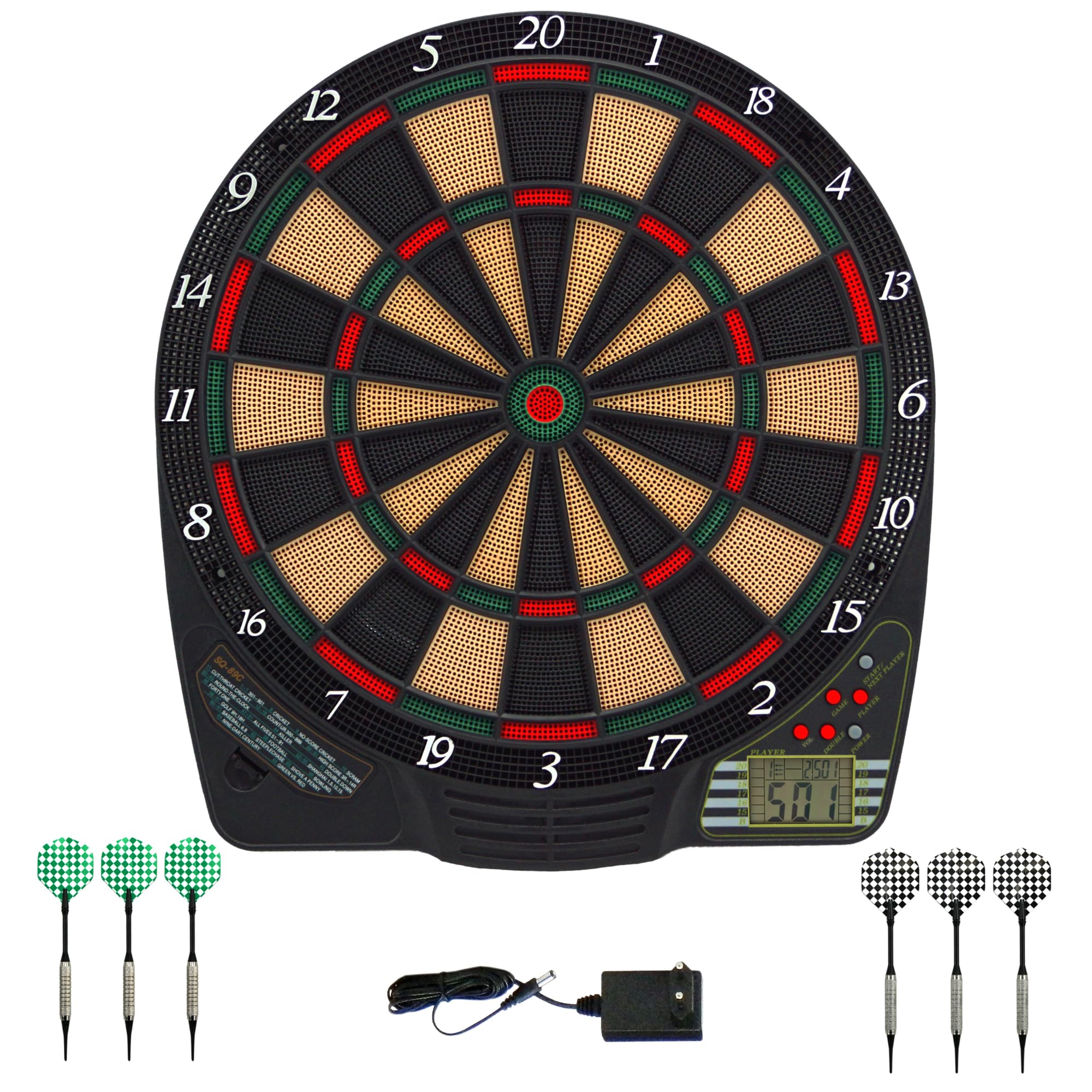 Best Sporting Chester 2 Diana electrónica con Pantalla LCD, 6 Dardos y Puntas de Repuesto, Unisex, 1-8 Spieler