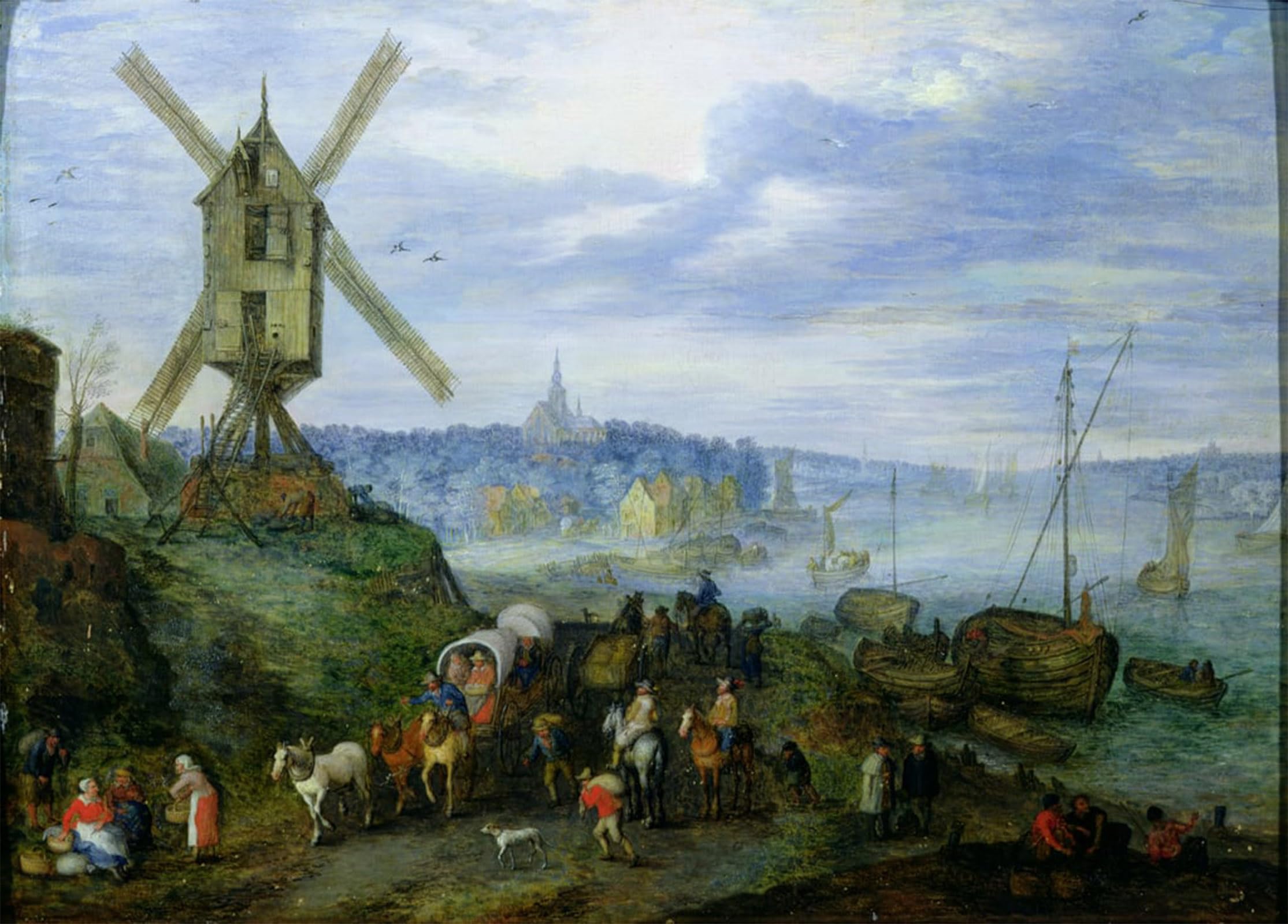 ARTXLXXBN Famous Prints Artwork Pictures Poster Painting Art River Landscape by Jan the Elder Brueghel Artwork Landscape Pictures for Home Decor 60x90cm