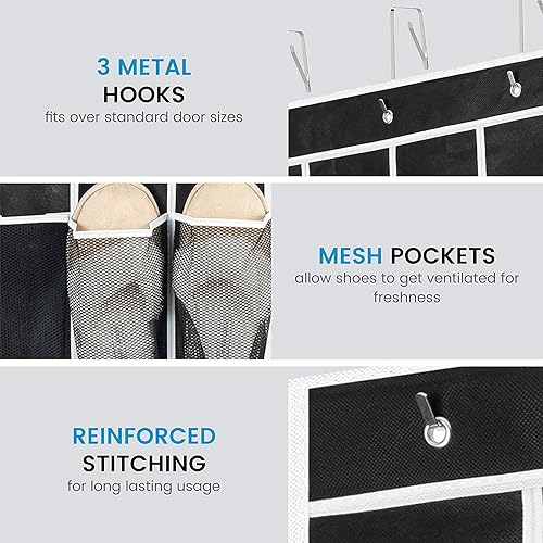 Miniatura 3 de Zober organizador de zapatos para la puerta con 24 bolsillos transpirables portazapatos colgante para maximizar el almacenamiento de zapatos