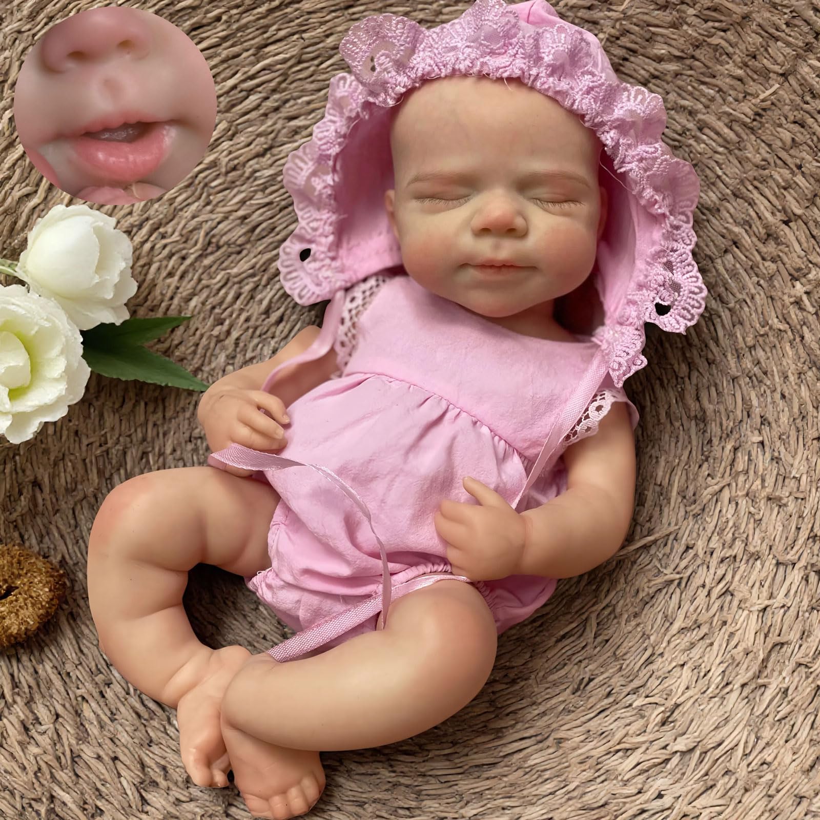 Gileutay 12inch Silicone Baby Dolls Full Body Girl Realistic Reborn Dolls Lifelike Hand Painted Sleeping Newborn Babies for Toddlers