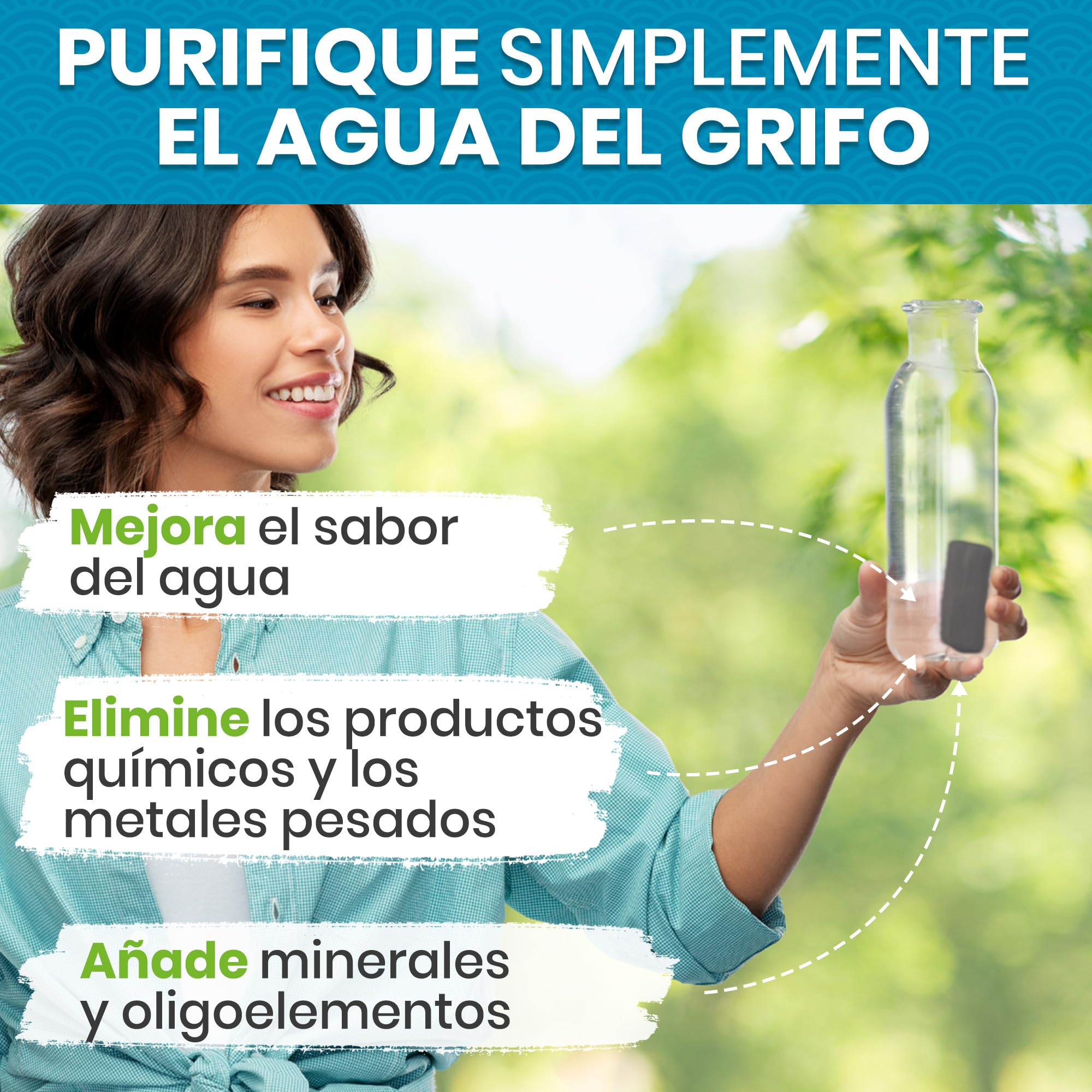 ORINKO® Carbón Activado Binchotan de Kishu x6 - Filtro Natural para Purificar hasta 2.5L de Agua en Jarras y Botellas - Carbón Vegetal Binchotan Ecológico Reutilizable - Calidad Japonesa