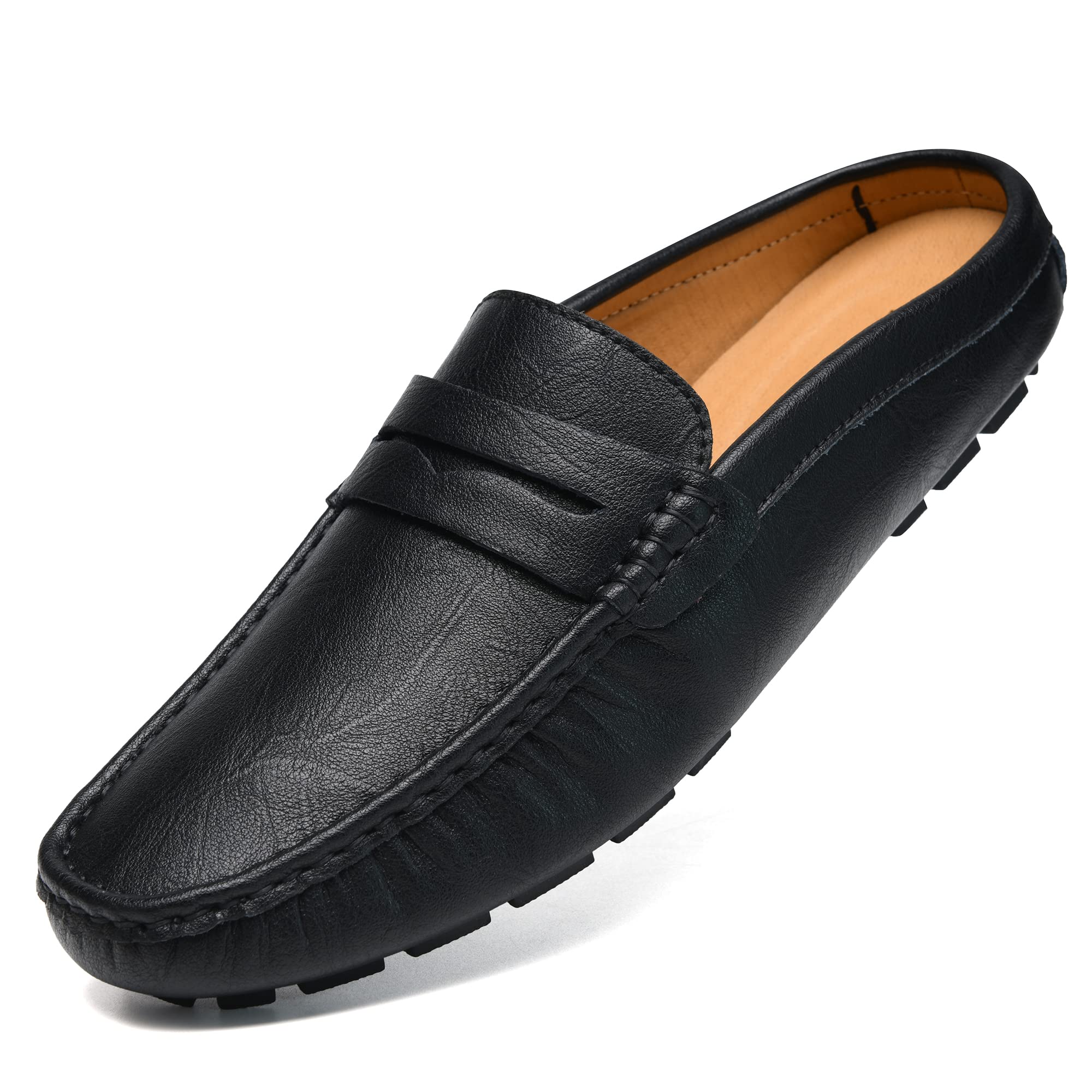 BoleoneMens Handmade Leather Mules Clog Slippers Breathable Leather Slip on Shoes Casual Loafers