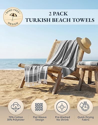 Vista 2 de LANE LINEN Toalla de Playa, Paquete de 2 Toallas de Playa de Gran Tamaño, 39"x71", Toallas de Piscina de Secado Rápido para Adultos, Absorbentes a