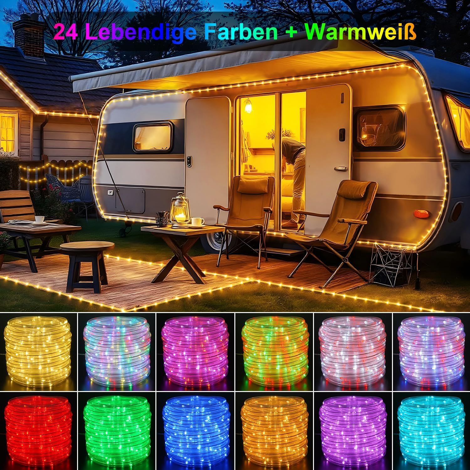 10 M, 400 LED, Tubo Di Luci Per Esterni, Collegabile, Luce Bianca Calda Con Tim  S1 405844498477