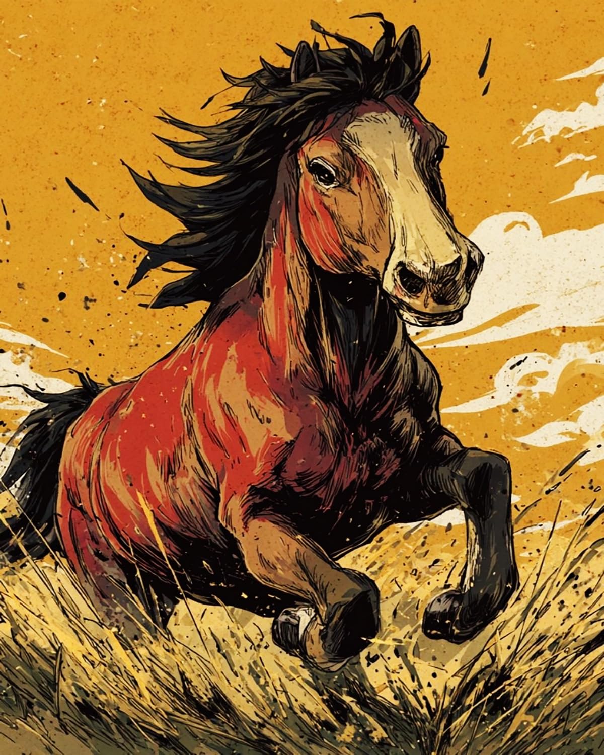 LIUBAISHI Paint by Numbers for Adults – 16"x20" | DIY Wall Art for Living Room, Relaxing Hobby for Stress Relief, Full Painting Kit with 3 Brushes-Galloping Horse (2)