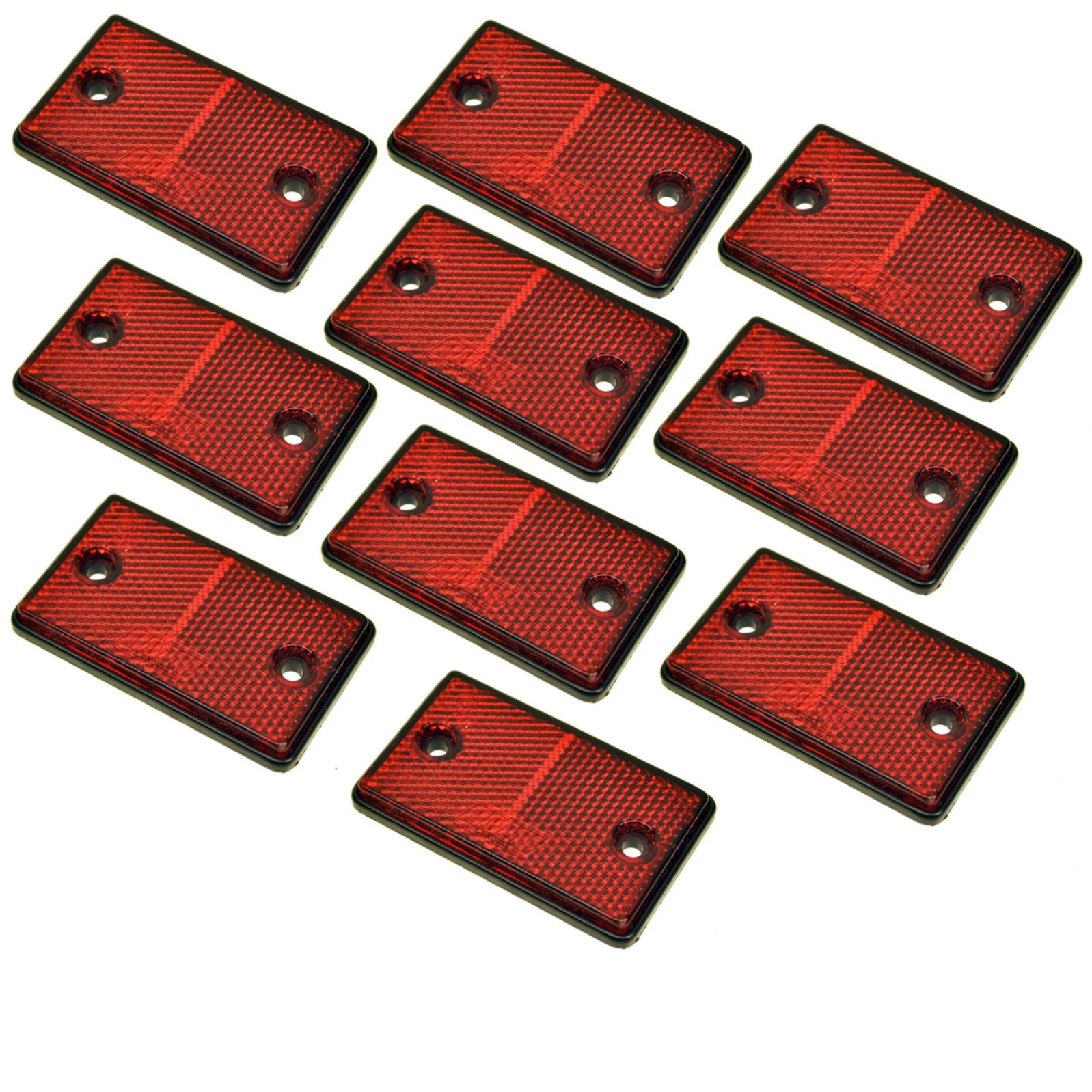 Ab Tools Red Rectangular Rear Reflector Pack Of 10 Trailer Fence Gate Post Tr074