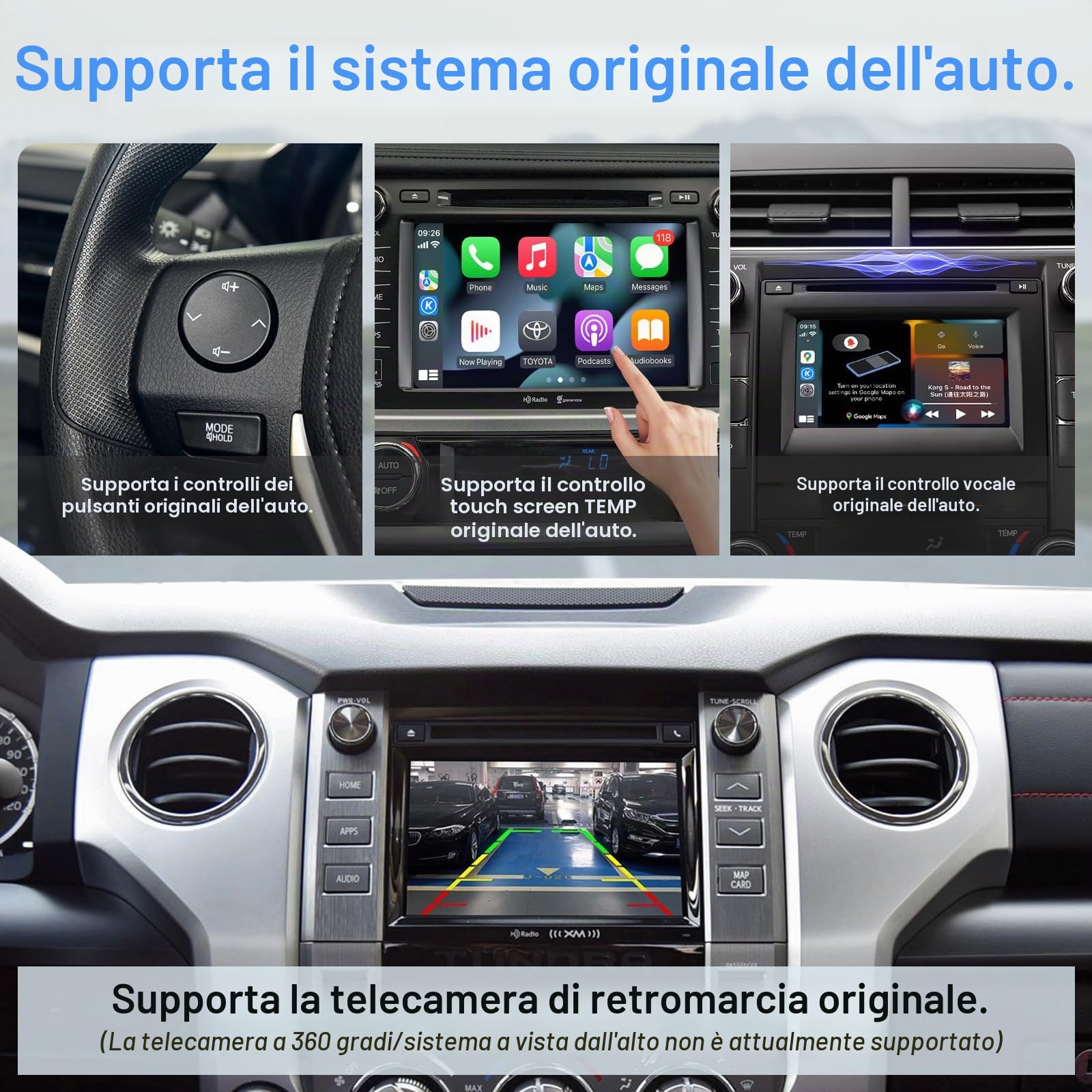 Adattatore auto wireless Carplay/Android per Toyota con Entune2.0 2014-2019 Fits for Tundra/Highlander/RAV4/Camry/Corolla/Avalon/Prius/CH-R