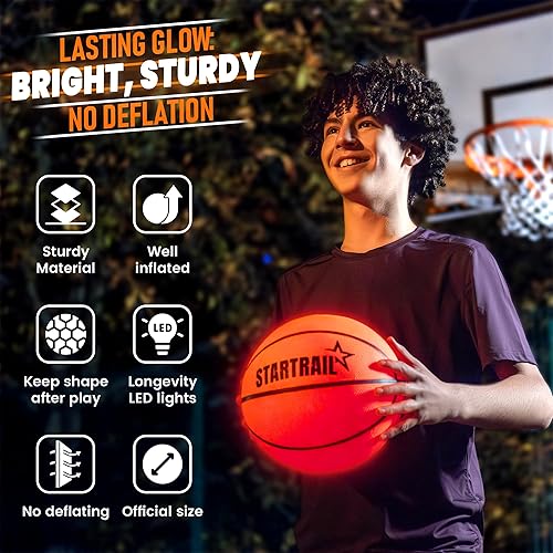 Miniatura 7 de TOMLEON Light Up Basketball  Glow in The Dark Basketball  LED Basketball Size 7  Glowing Basketball Ball  Lighted Basketball  Coolest Things for