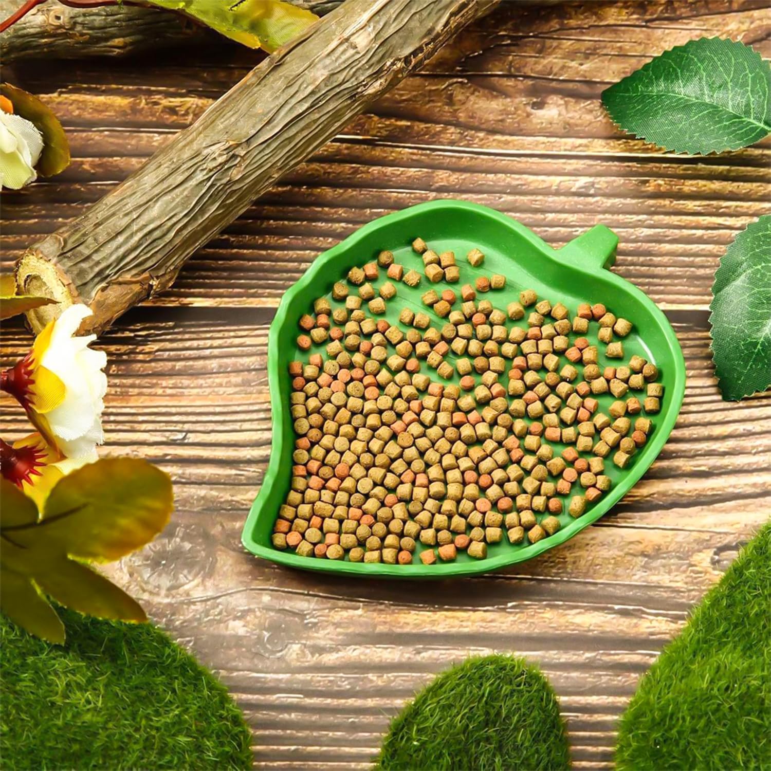 Ciotoline A Forma Di Foglia Per Animali - Set Da 2 Per Cibo E Acqua | Tartarughe, Gechi E Rettili - Foto 3