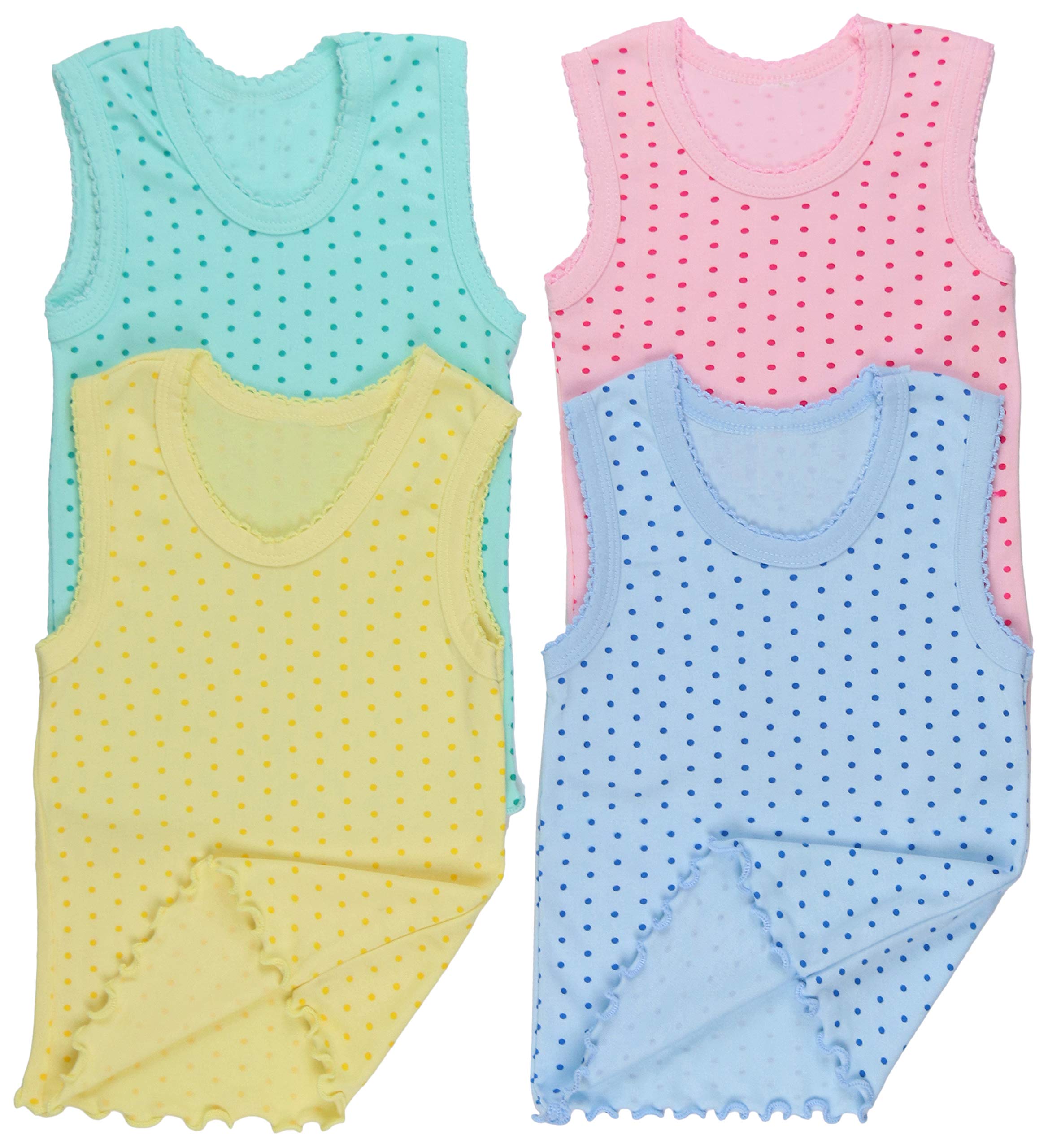 ToBeInStyle paquete de 4 camisetas sin mangas de algodón con volantes para niña - Amarillo - 4 años