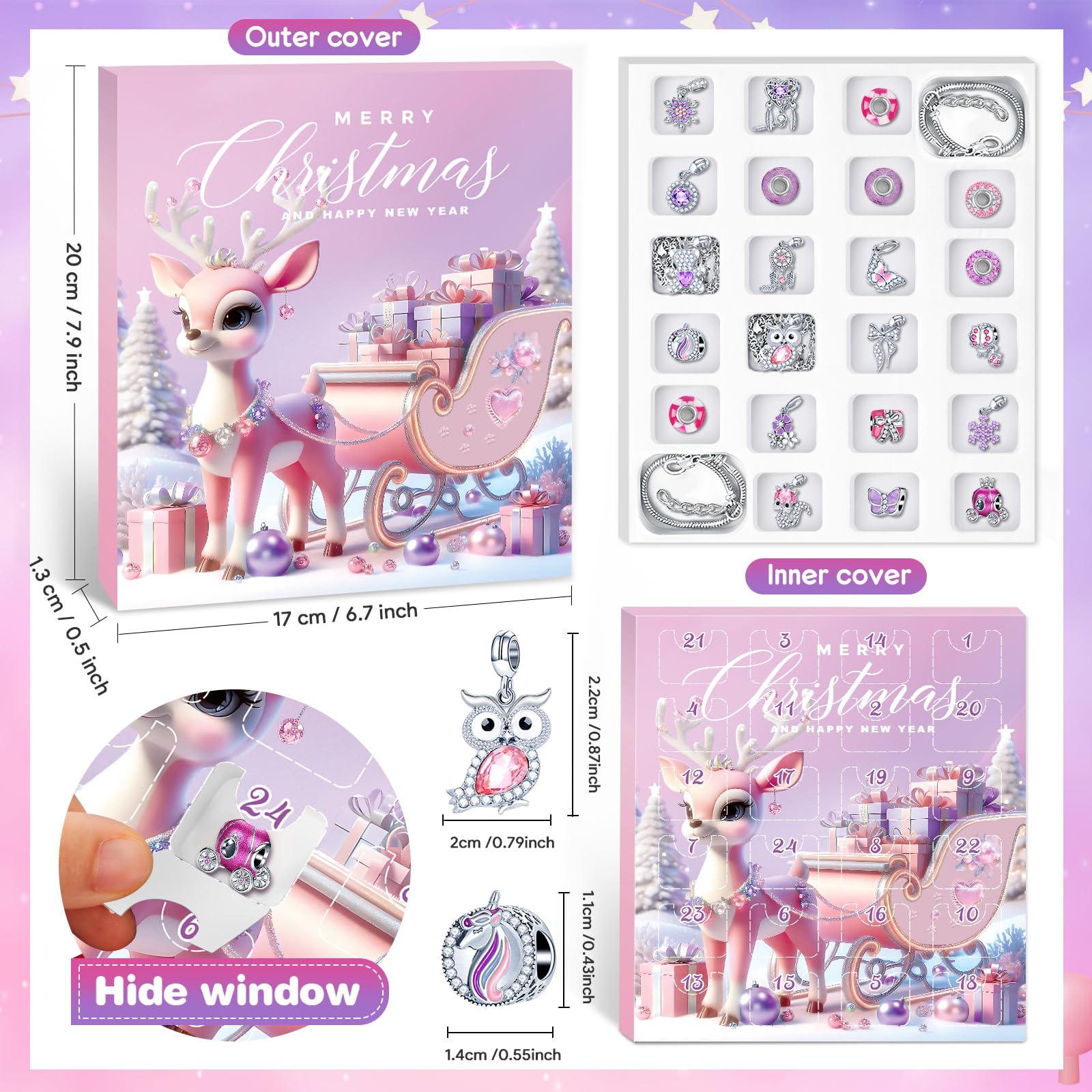 PITMT Calendario Avvento 2025 Bambina, Calendario dell Avvento Gioielli Bambini Ciondoli Fai da Te, Calendari Natale Braccialetti Charms Collane Regalo Natale Ragazza 5 6 7 8 9 10 11 12 13 14 15 Anni