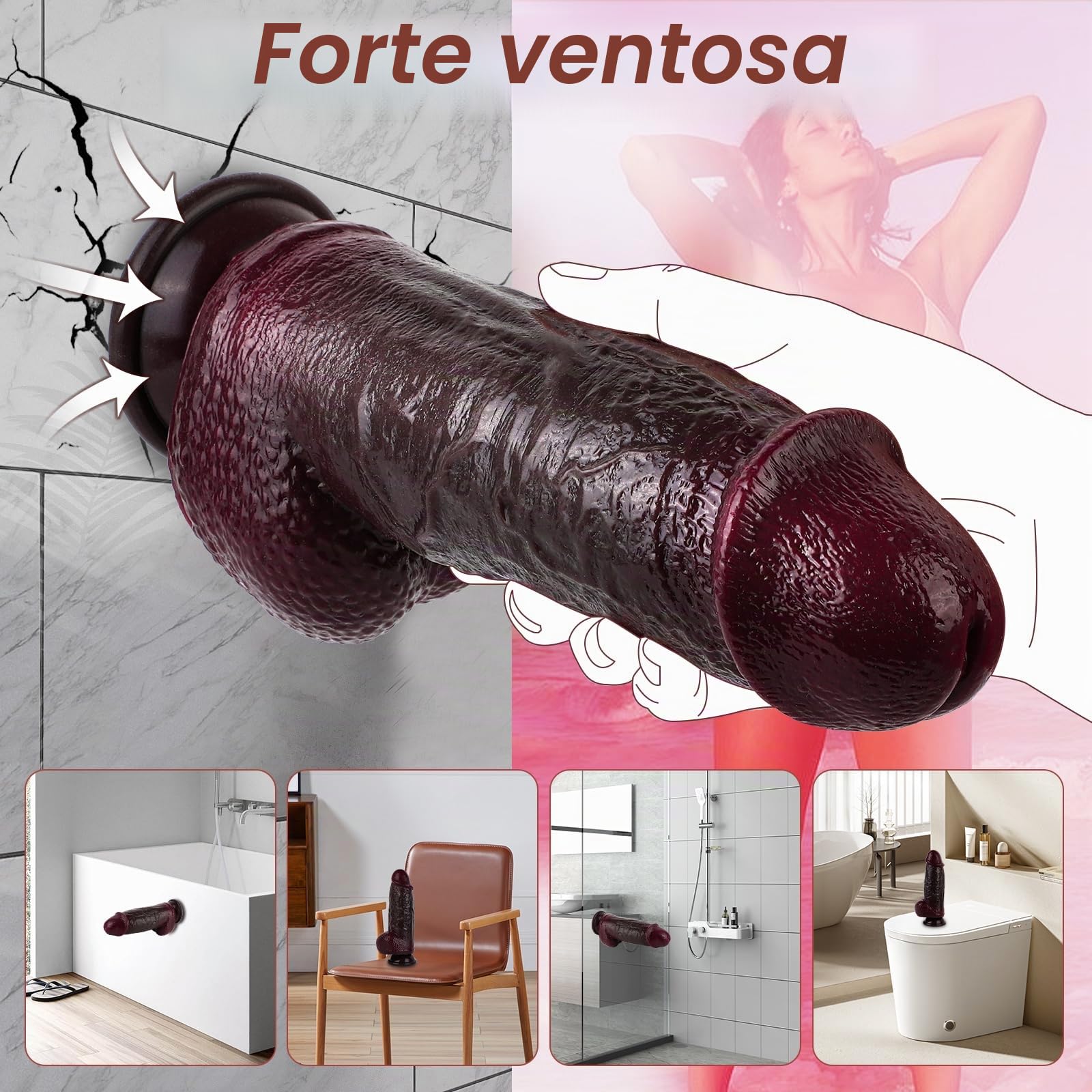 Nero Dildo Realistico Vibratoreper Donna Professionale Clitoride, Vibratore Anale Sexytoysys Dildo con 10 Vibrazione & 3 Spinta e Riscaldamento Modalità, Sex Toys Vibratoriper per Donne Coppia Uomo