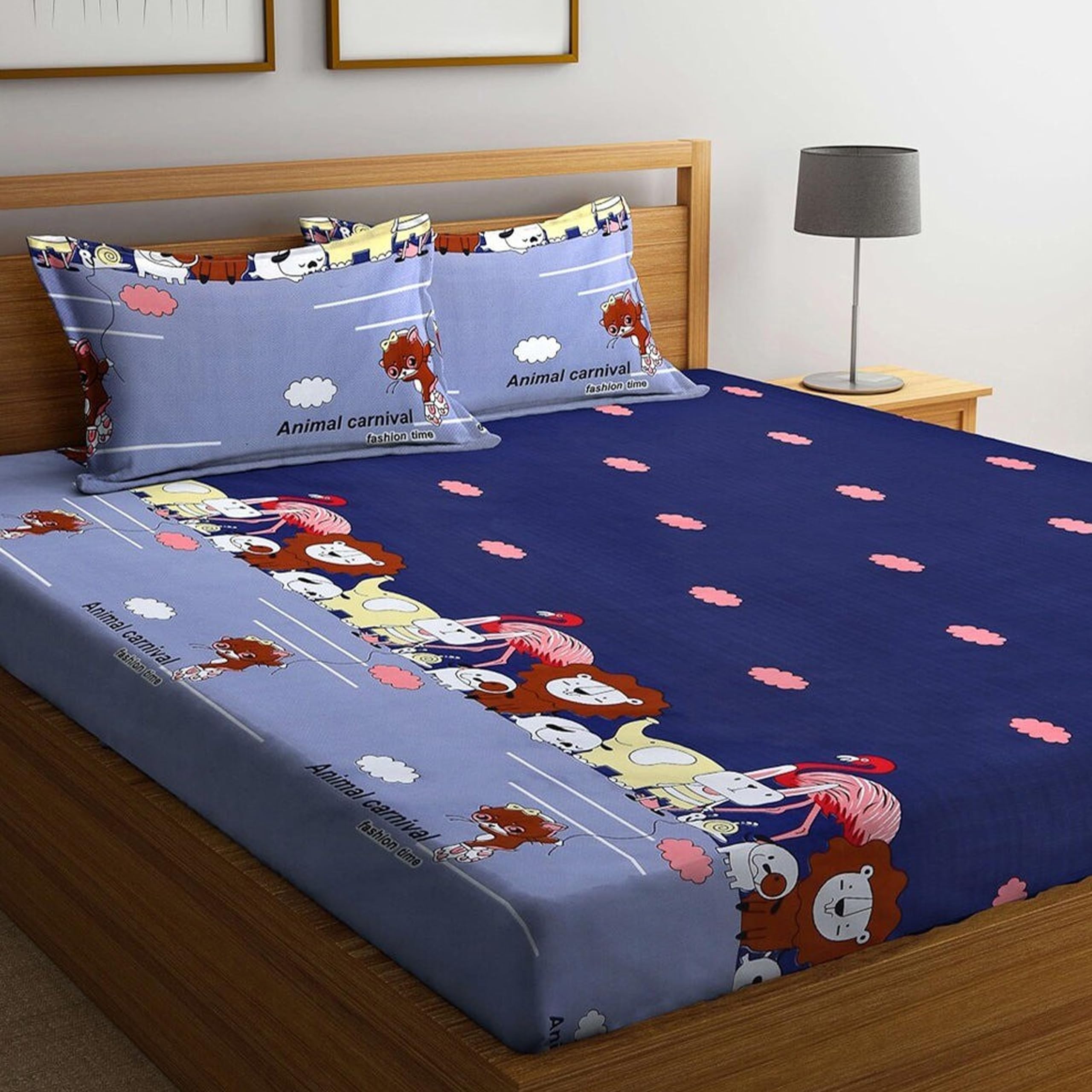 Weave & Décor Super Soft Super Comfortable Pure Cotton Feel Animal Cartoon Kids All Round Elastic Queen Size Bed Bedsheet-image-10