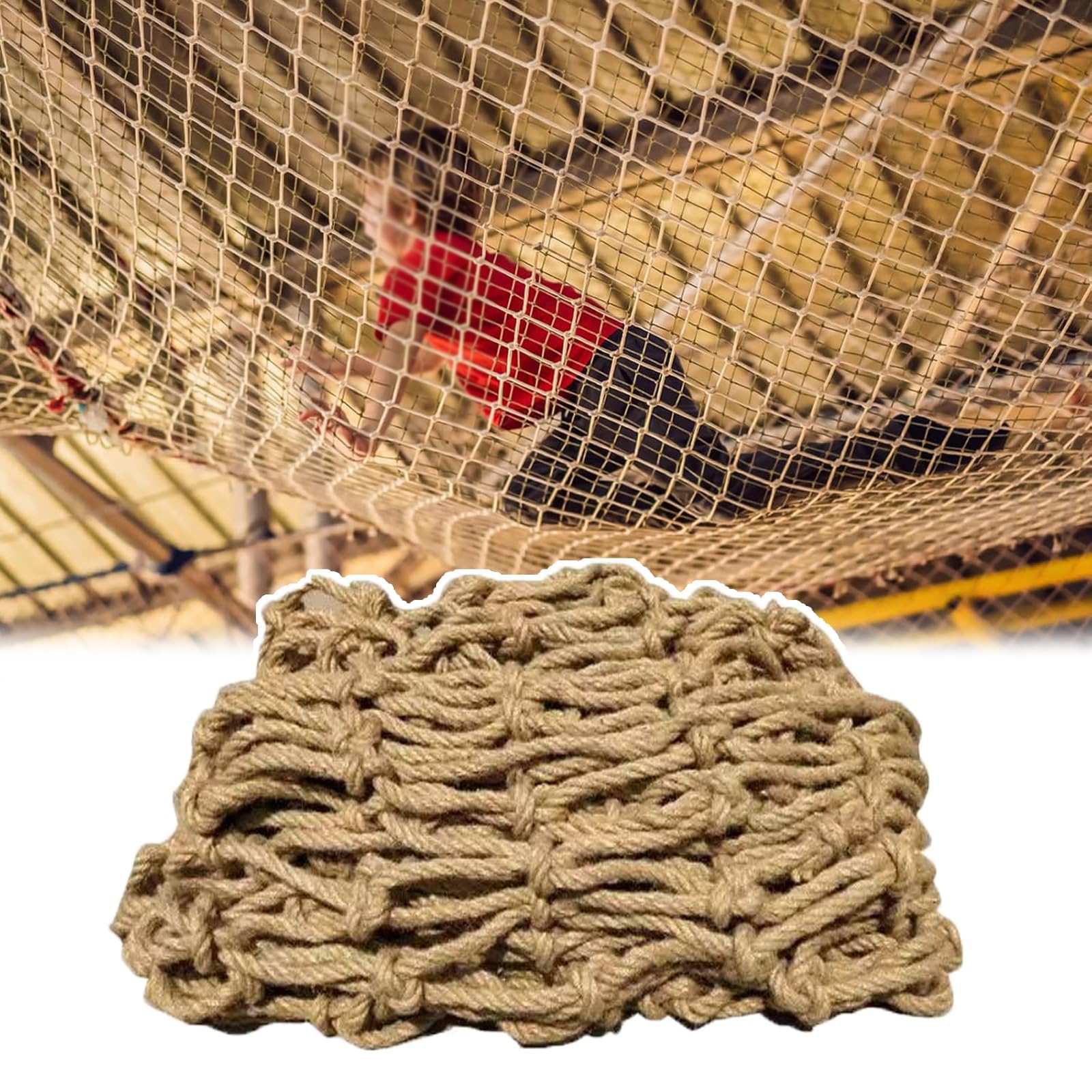 Lwjsocp Heavy Duty Jute Hemp Rope 10X20ft - Tree House Climbing Safety Net, Balcony & Stairs Protection, Garden Support, Indoor & Outdoor Decorative Netting