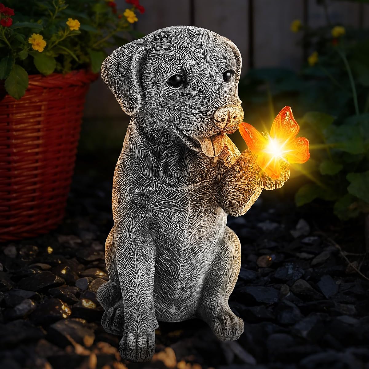 Estatuas solares de jardín para decoración al aire libre, estatua de perro para decoración de jardín para exteriores | Regalos ideales para el día de la madre, cumpleaños, Navidad, mamá, mujer, abuela.
