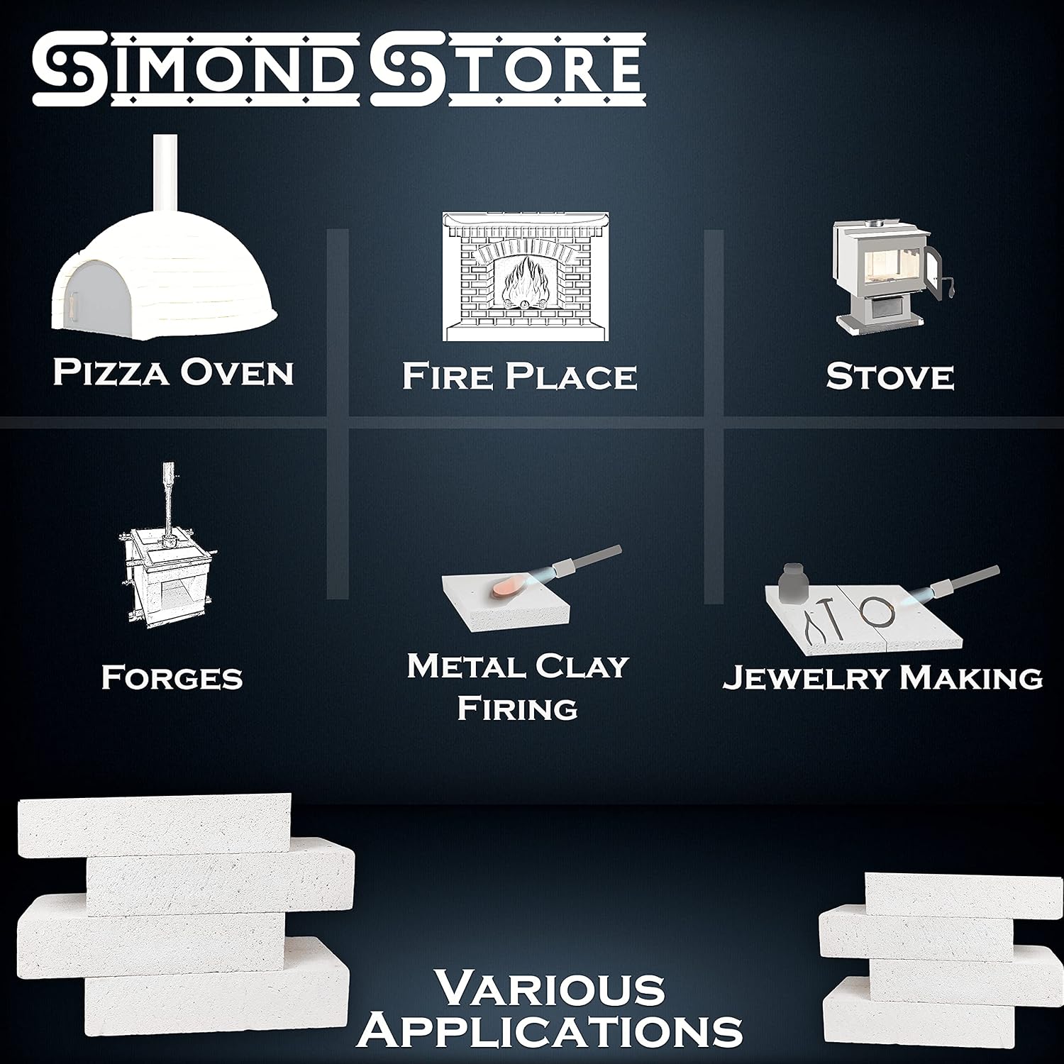 SIMOND STORE Insulating Fire Bricks - 2500F Rated - 2 Inch x 4.5 Inch x 9 Inch - Soft Fire Bricks for Forge Pizza Oven Wood Stove Fireplace Fire Pit Kiln Jewelry Soldering Block, Pack of 16 Fire Brick