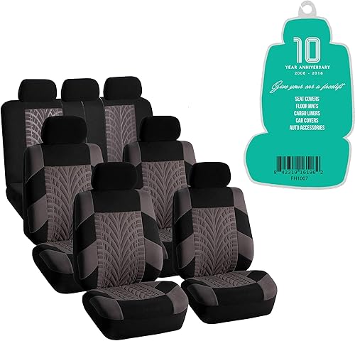 Miniatura 10 de FH GROUP FH-FB071217 Conjunto completo de fundas para asiento de auto de tres filas, se adapta a bolsa de aire y parte trasera, sirve para la