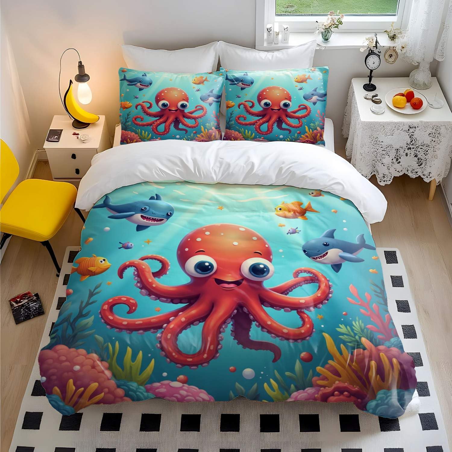 Parure de lit créatures océaniques pour transformer la chambre d'enfant en océan