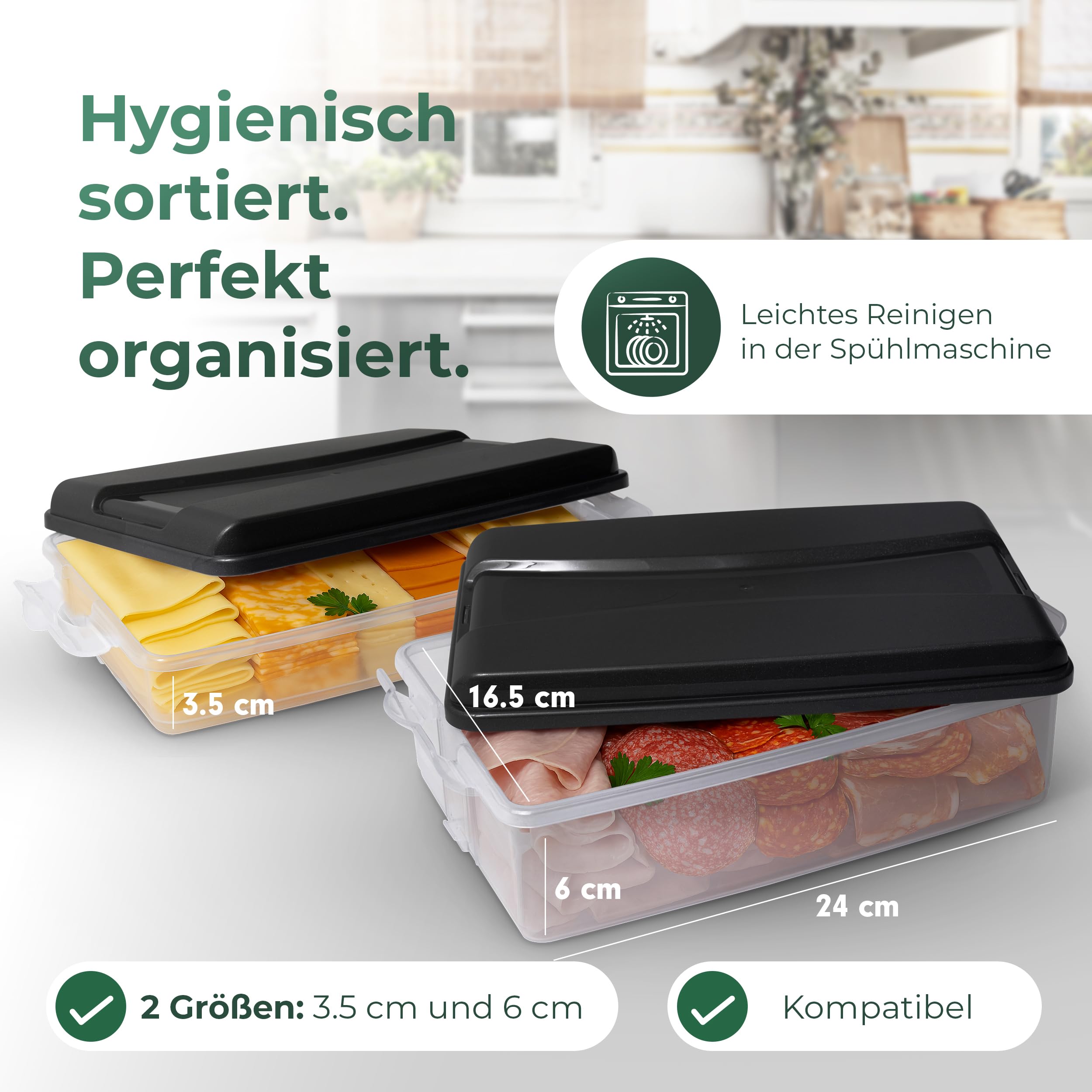Novaliv Frischhaltedosen (6x klein + 4x groß + 10x Deckel), stapelbar für Kühlschrank & Gefrierfach, Vorratsdosen Set Aufbewahrungsbox Organizer, für Aufschnitt Wurst Käse Obst Gemüse Meal-Prep
