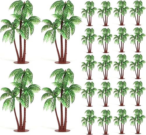 Gyufise 10 piezas de plástico verde palmera cocos cupcakes toppers miniatura figuras de palmera decoraciones para pasteles para micro acuario,