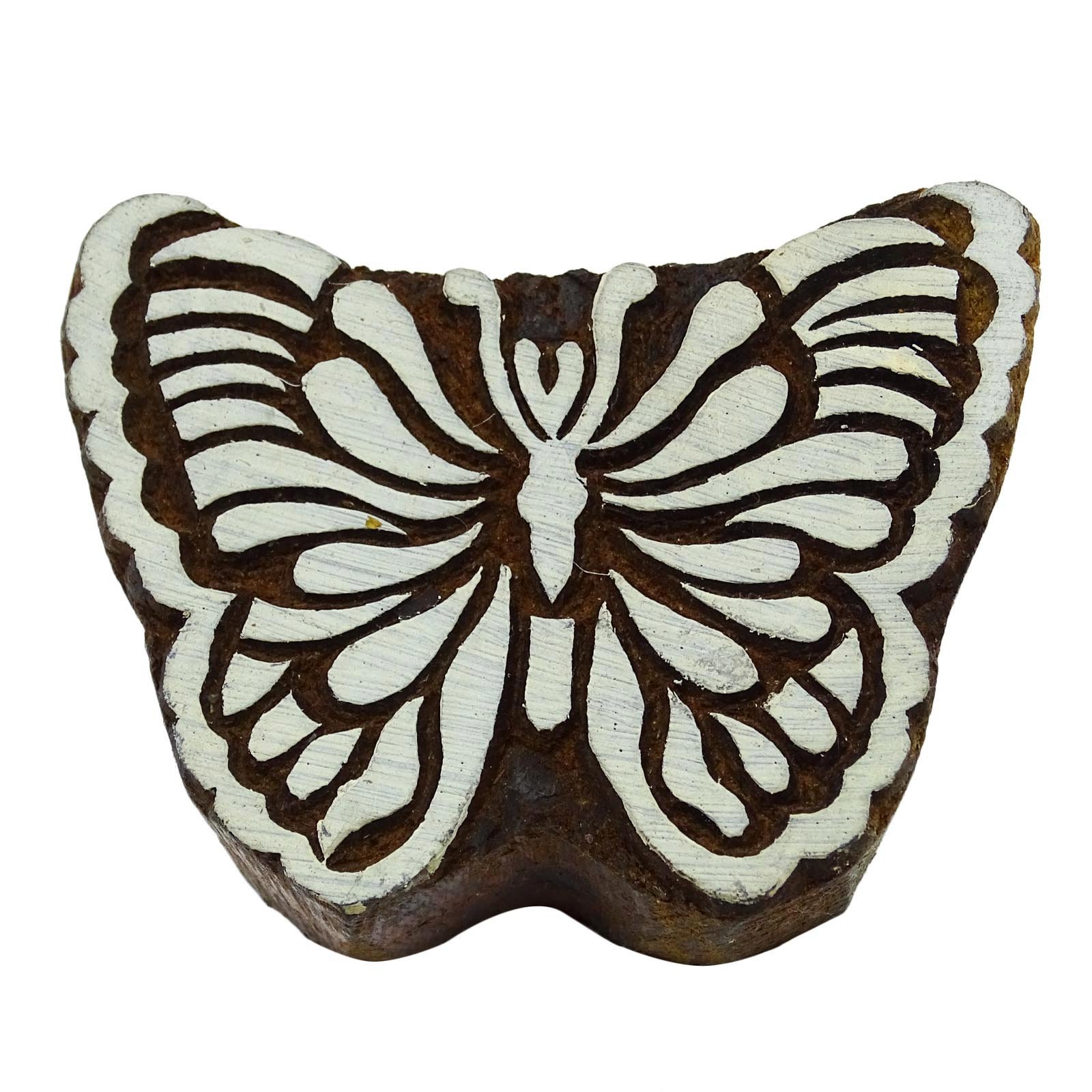 Indian Wood Butterfly Stamp Handcarved Printing Block Textile Stamp