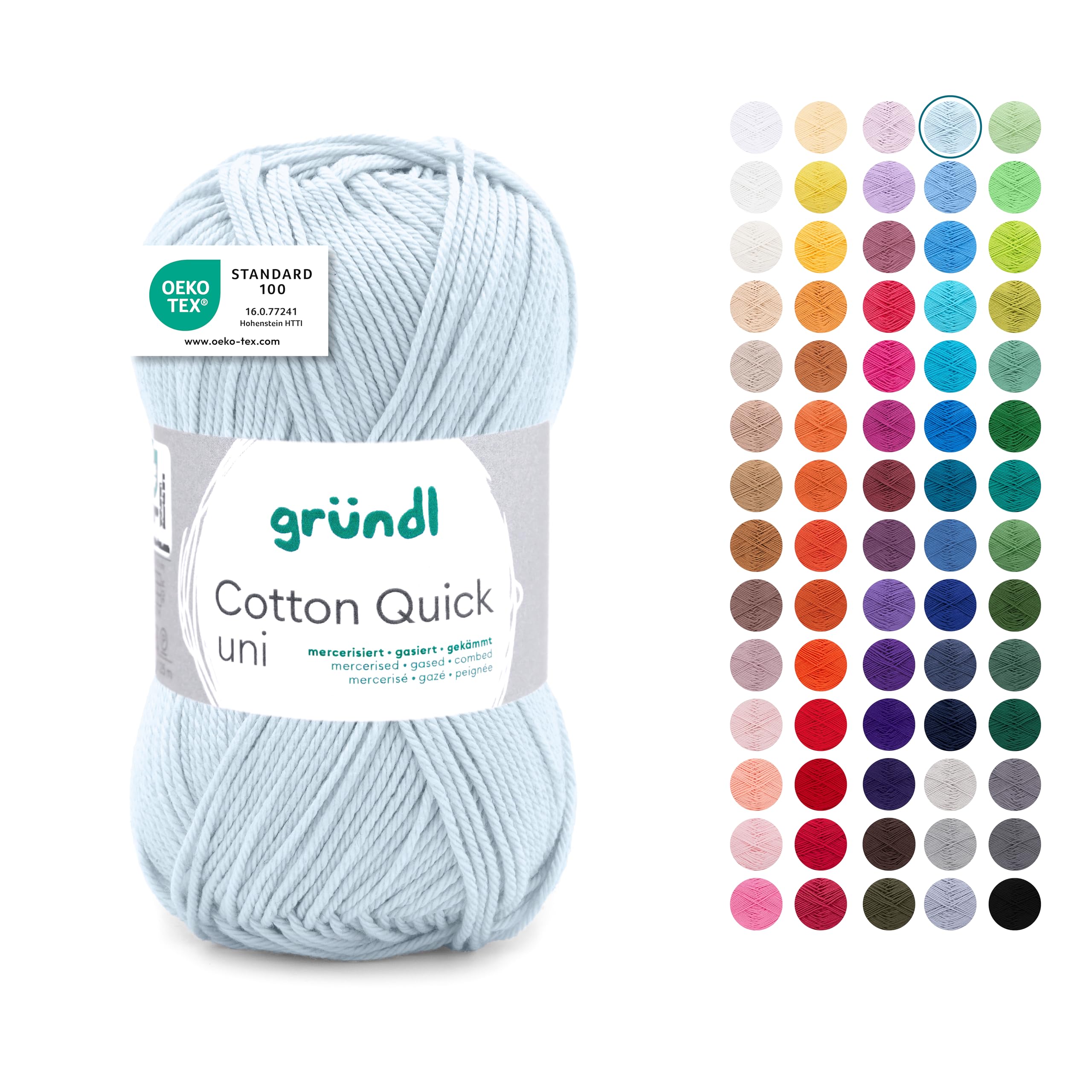 Gründl Wolle Cotton Quick uni Häkelgarn 1 Knäuel 50 g, blassblau
