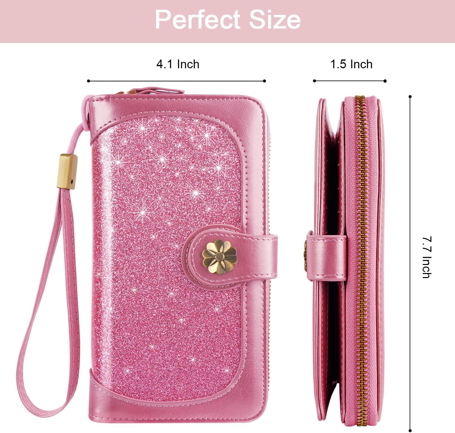 Wallets for Women Multi Card Holder Wallet Clutch Wallet Card Holder Organizer Ladies Purse with Wrist strap Purse - Image 4