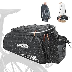 Bike Bags for Bicycle Rear Rack - 10L EVA Hard Shell Waterproof 3-in-1 Ebike Trunk Cargo Pannier Bag with Reflective Strip & Shoulder Strap for Commuter Travel Outdoor Cycling Accessories