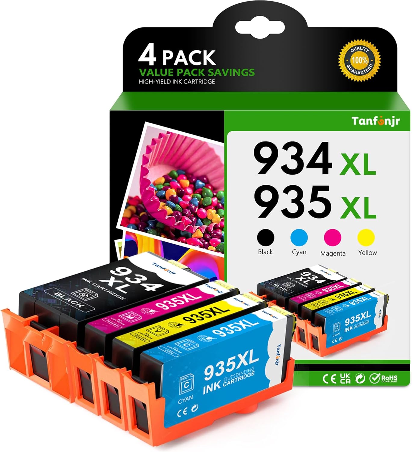 934XL 935XL Ink cartridges Combo Pack Replacement for HP Ink 934 935 934xl 935xl Word with HP Officejet Pro 6830 6230 6815 6835 6812 6820 6220 Printer (1 Black, 1 Cyan, 1 Magenta, 1 Yellow)