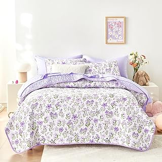 Wake In Cloud - Floral Quilt Set, Coquette Cottagecore Shabby Chic Flowe...