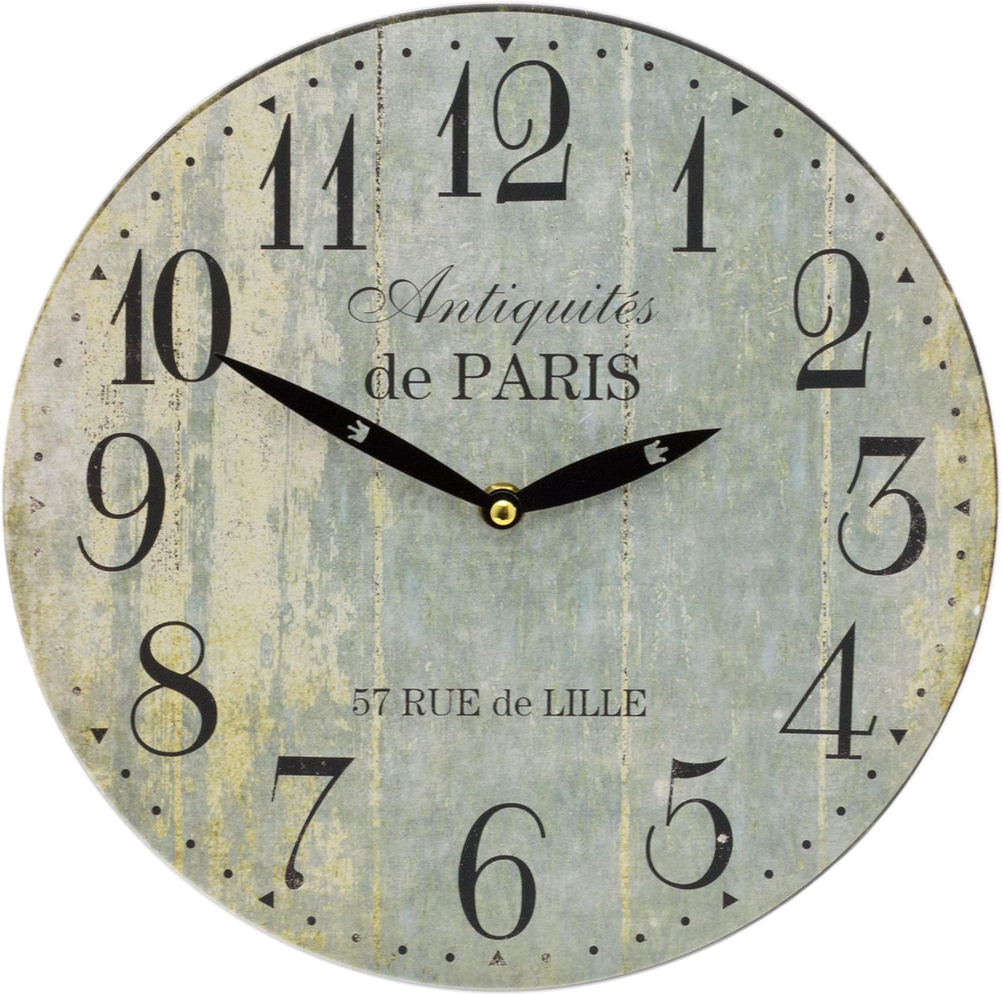 28cm Duck Egg Blue French Antique Style Wall Clock | Antiquities De Paris Round Vintage Style Clock | Shabby Chic Wall Clock