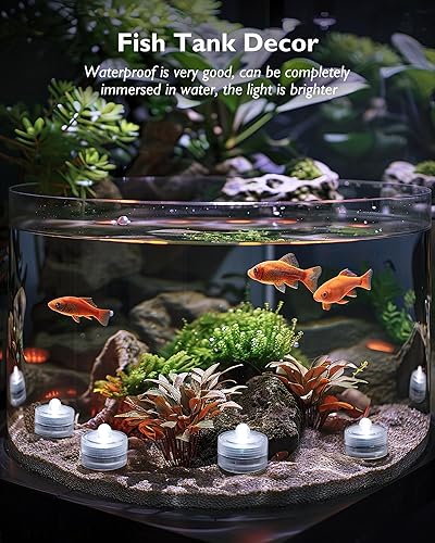 Miniatura 4 de Homemory 12 piezas de luces LED mini sumergibles, velas pequeñas impermeables de más de 150 horas, luces EFX subacuáticas operadas por batería para