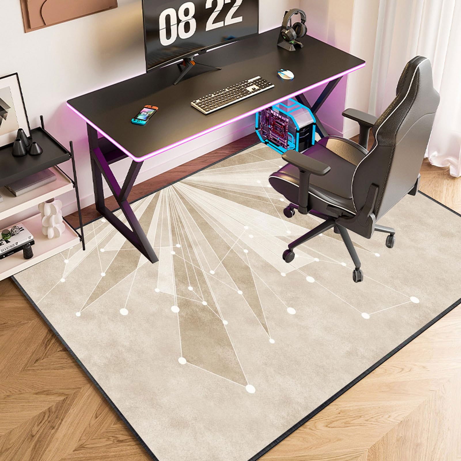 Tapis de Chaise de Bureau Gaming, 70 x 100 cm, Tapis de Sol Bureau Tissu, Tapis de Protection de Sol Chaise Bureau, Antidérapant, Tapis Protège Sol pour Sols Durs Convient au Bureau à Domicile